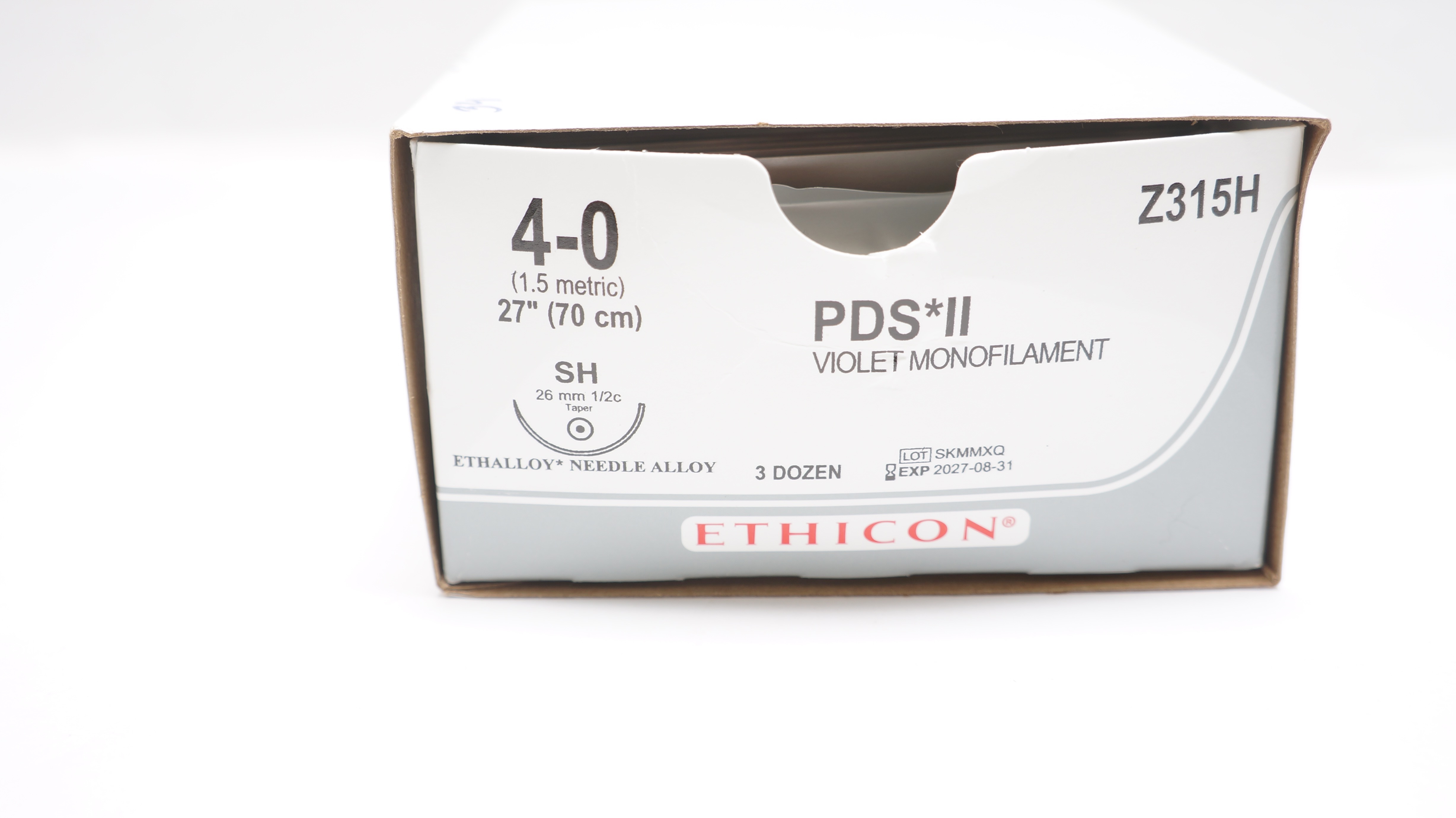 Ethicon Z315H 4-0 PDS II Stre SH 26mm 1/2c Taper, 27inch - Box of 34