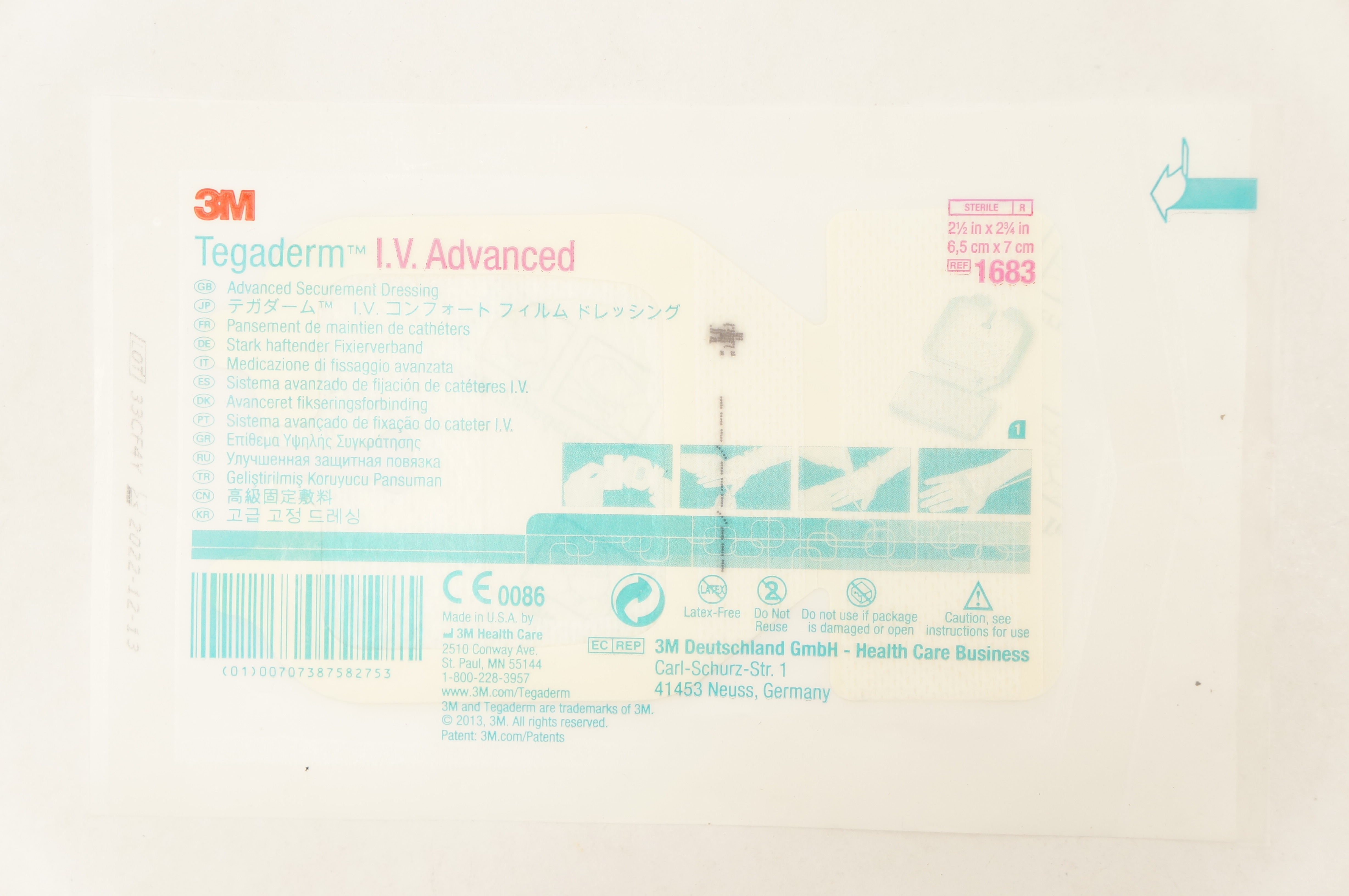 3M 1683 Tegaderm I.V. Advanced Securement Dressing 2 1/2 x 2 3/4 inch (x)
