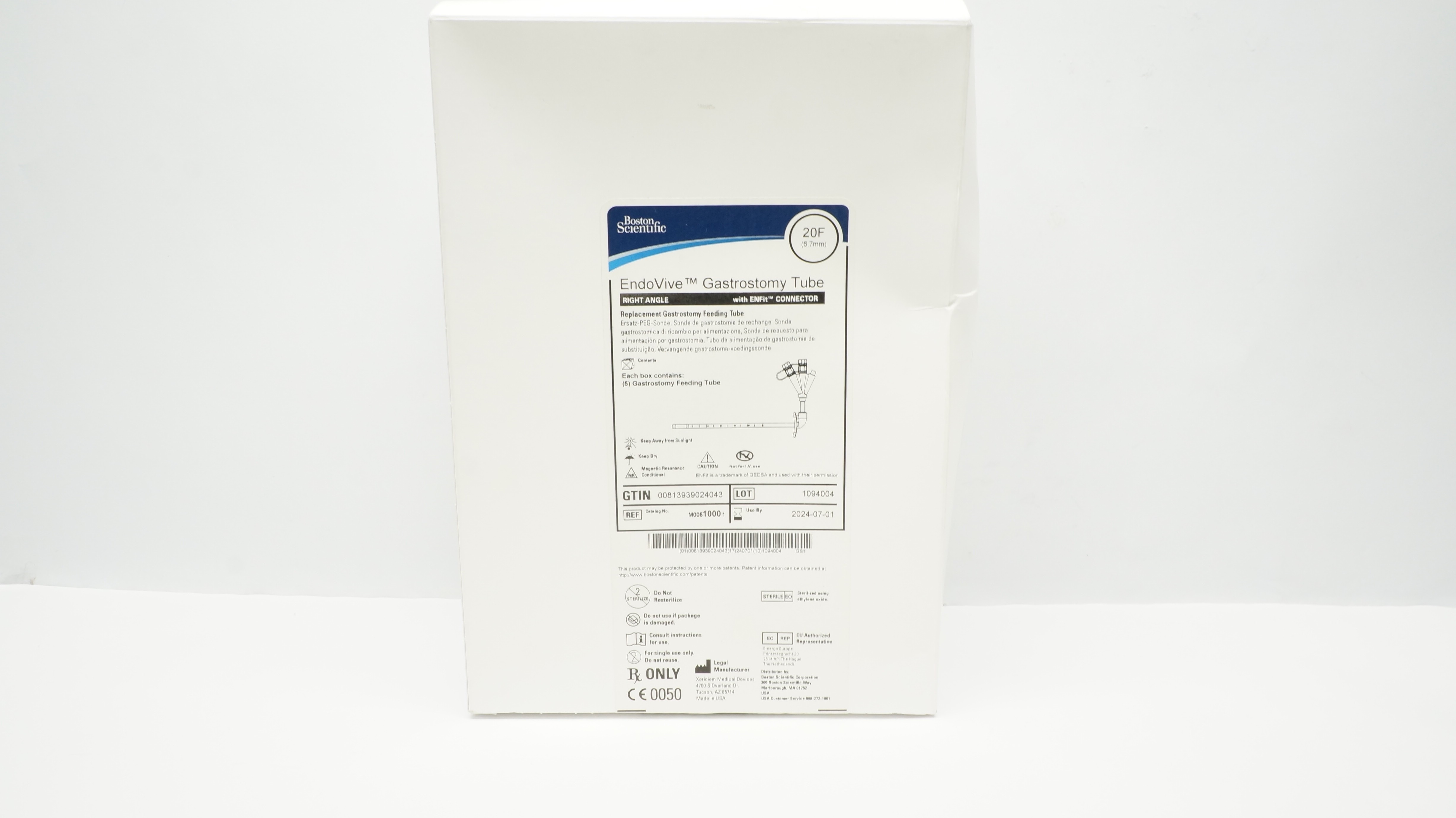 Boston Scientific 1000 EndoVie Gastrostomy Tube 20F w/Connector (x) - Box of 5