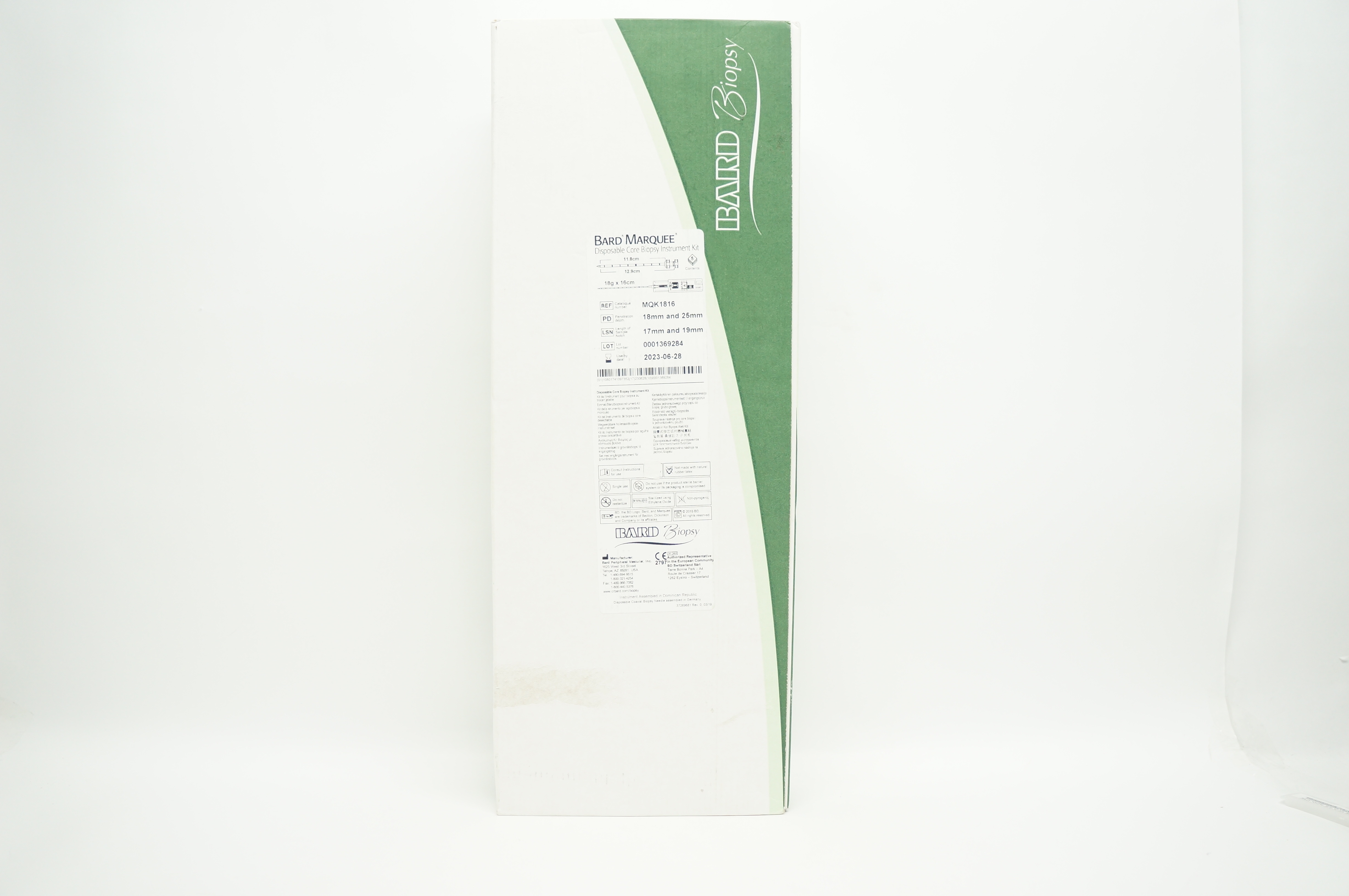 Bard MQK1816 Marquee Disposable Core Biopsy Instrument Kit 18G x 16cm - Box of 5