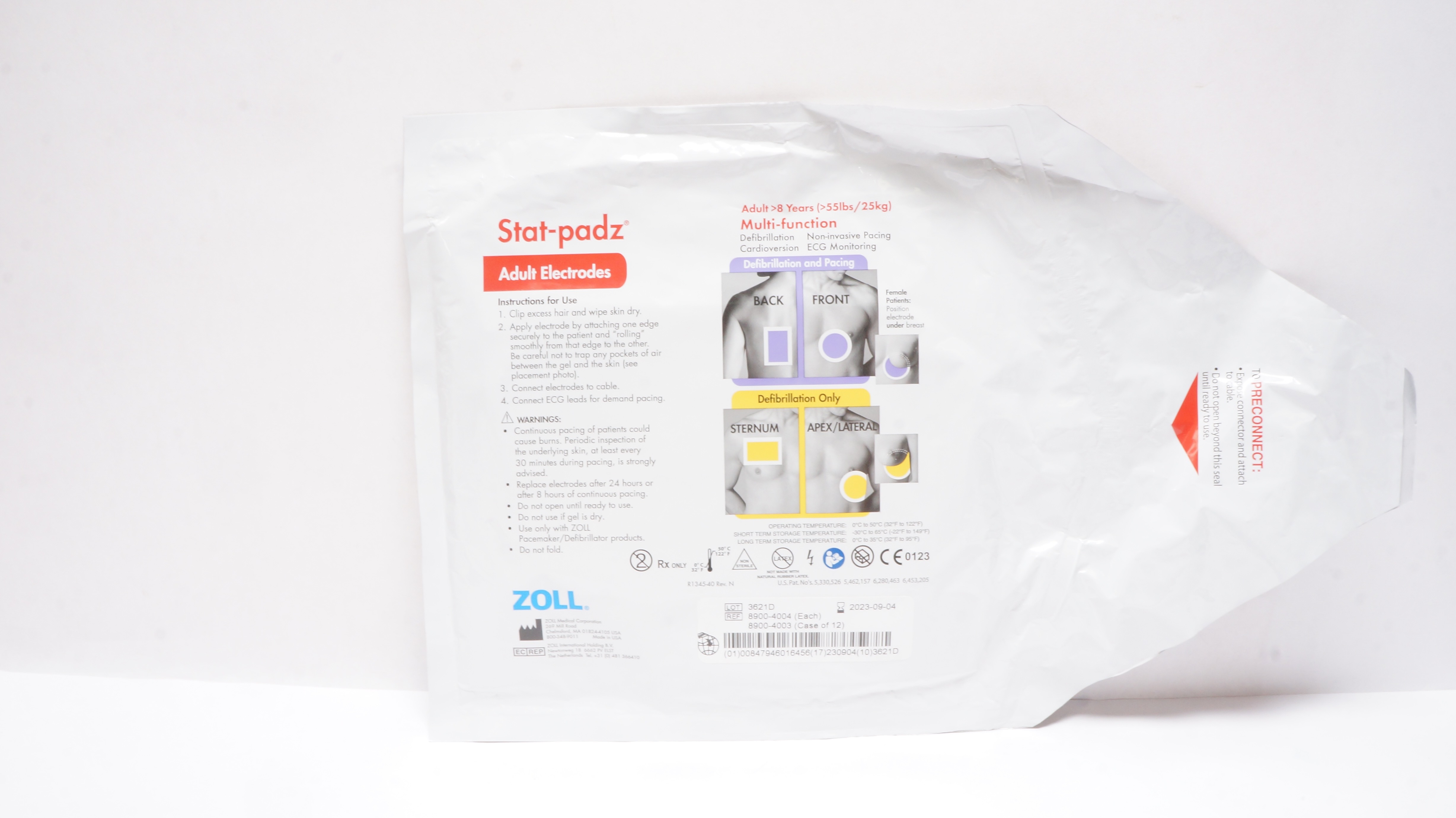 Zoll 8900-4004 Stat-padz Multi-Function Adult Electrodes >8 Years >55 lbs (x)