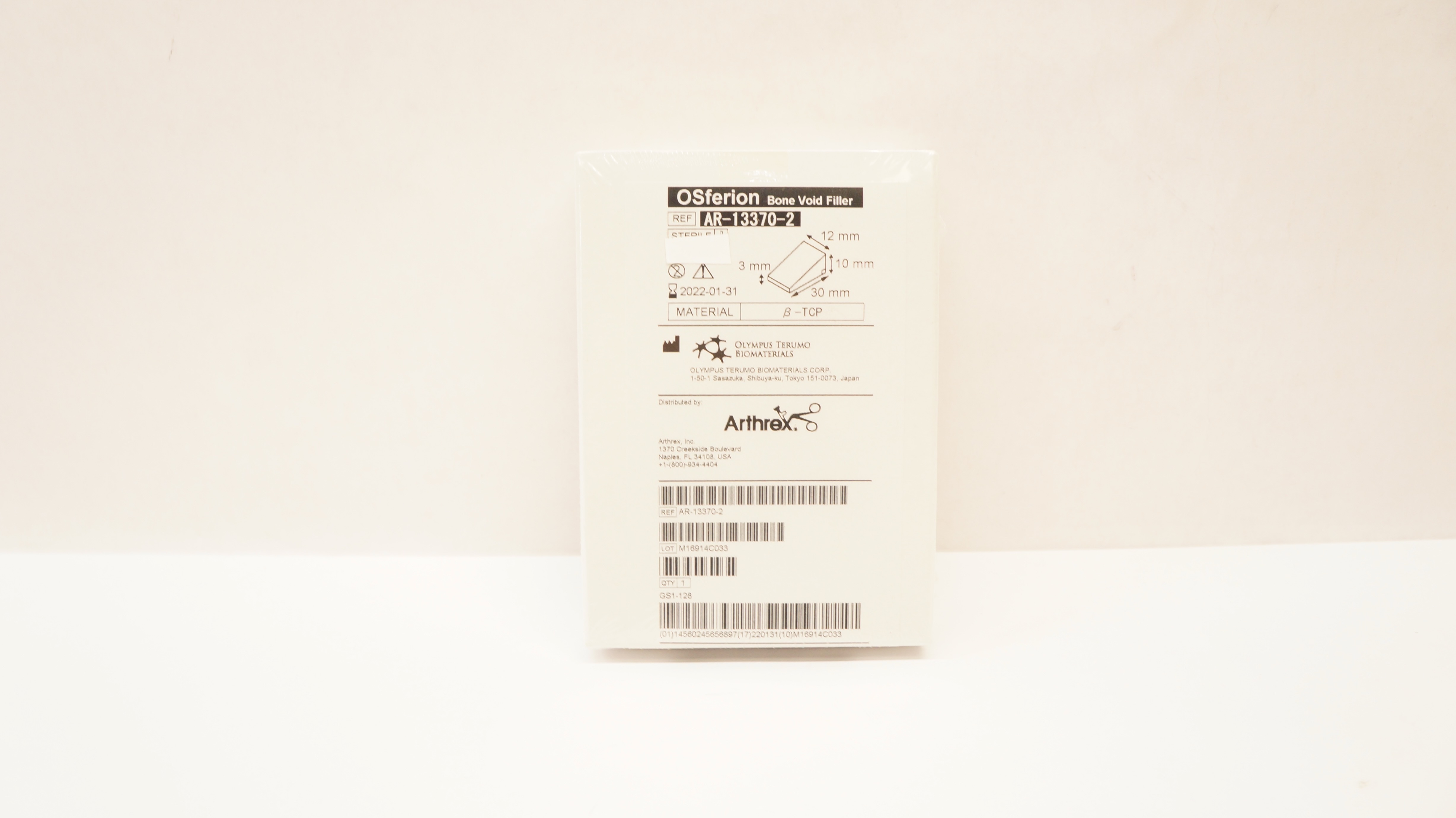 Arthrex AR-13370-2 OSferion Wedge Bone Void Filler 30 x 12 x 10 x 3mm (x)