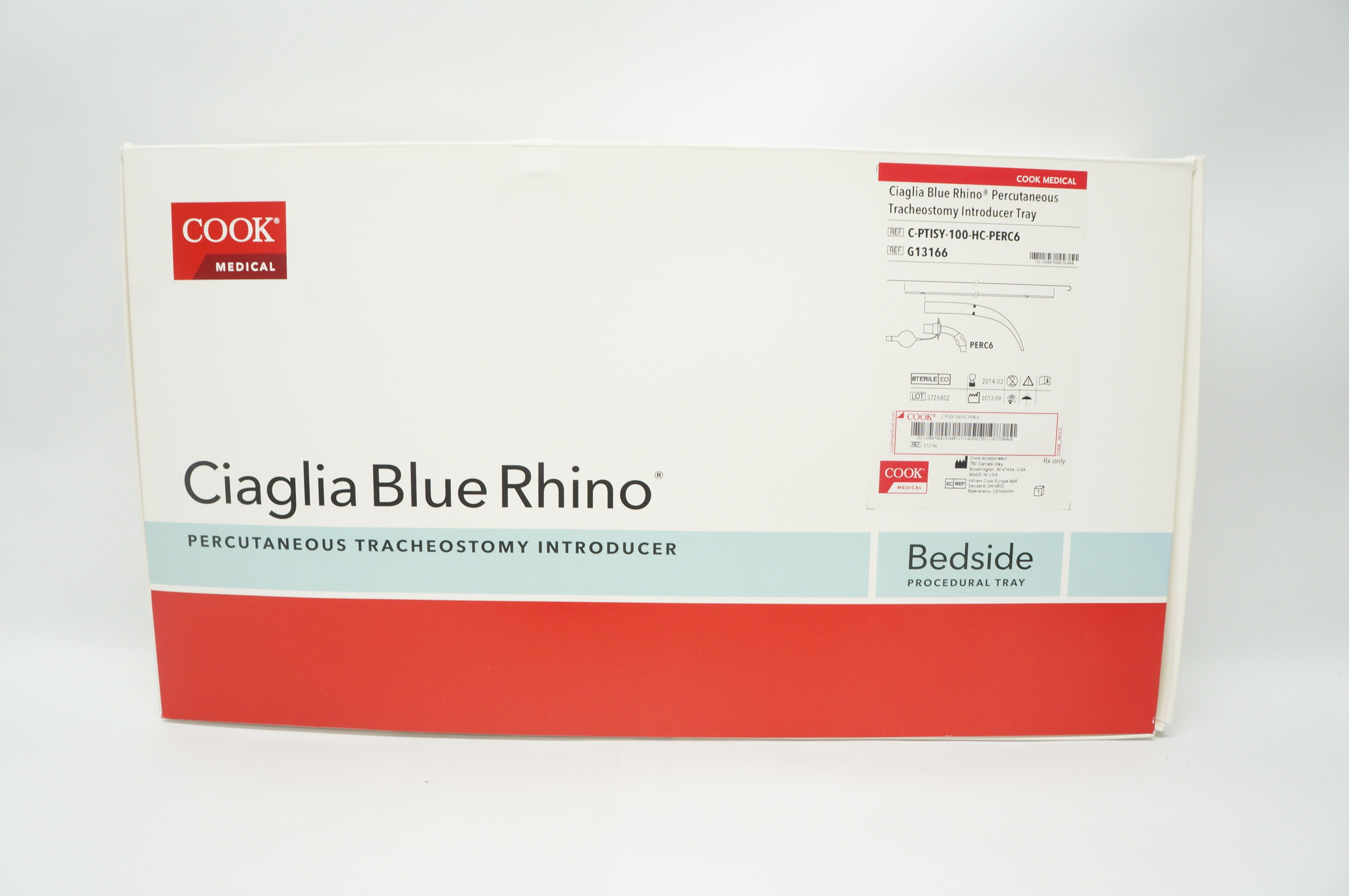 Cook G13166 Ciaglia Rhino Percutaneous Tracheostomy Introducer Tray PERC6 (x)