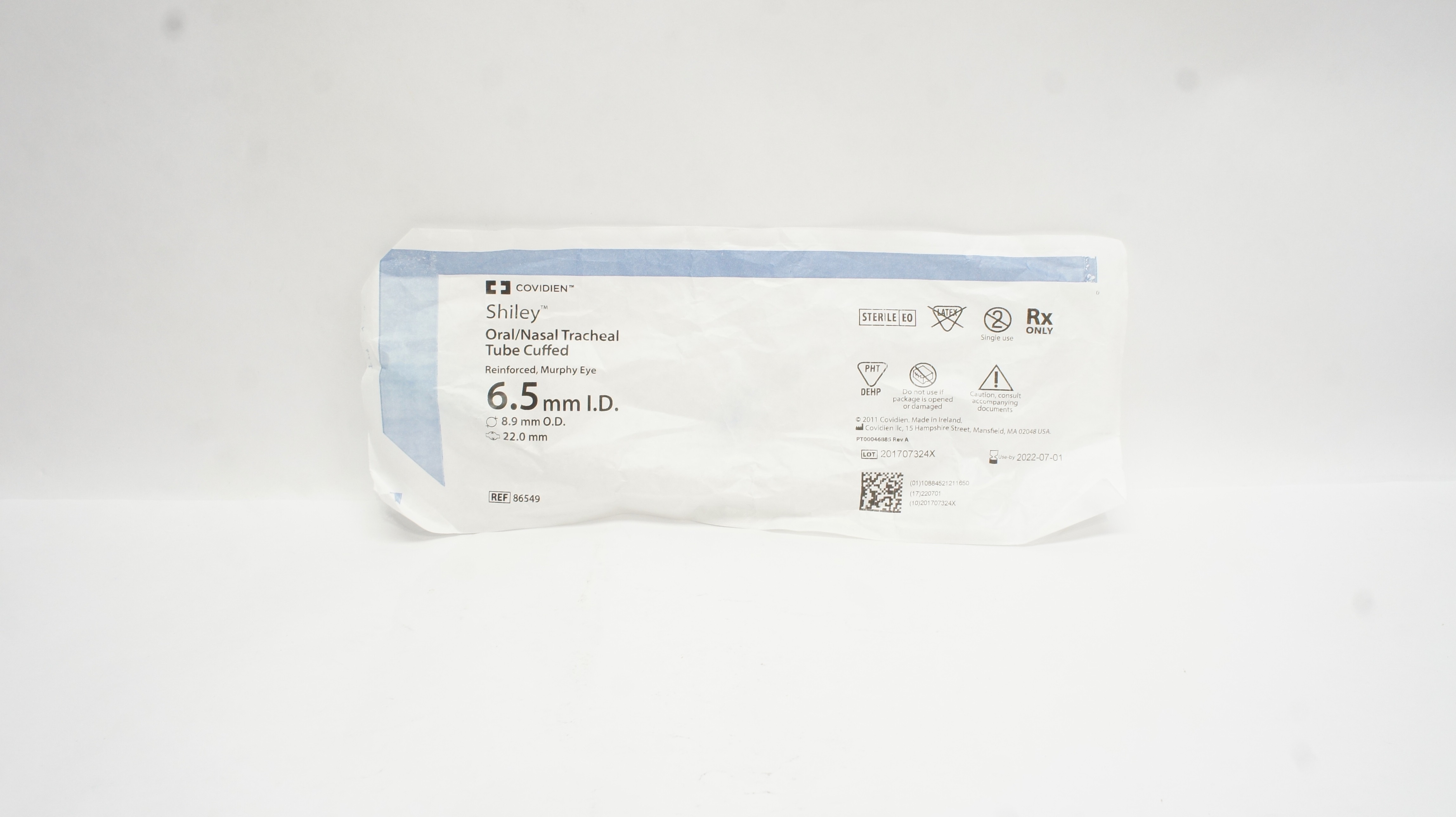 Covidien 86549 Shiley Oral/Nasal Tracheal Tube Cuffed 6.5ID x 8.9OD x 22.0mm (x)