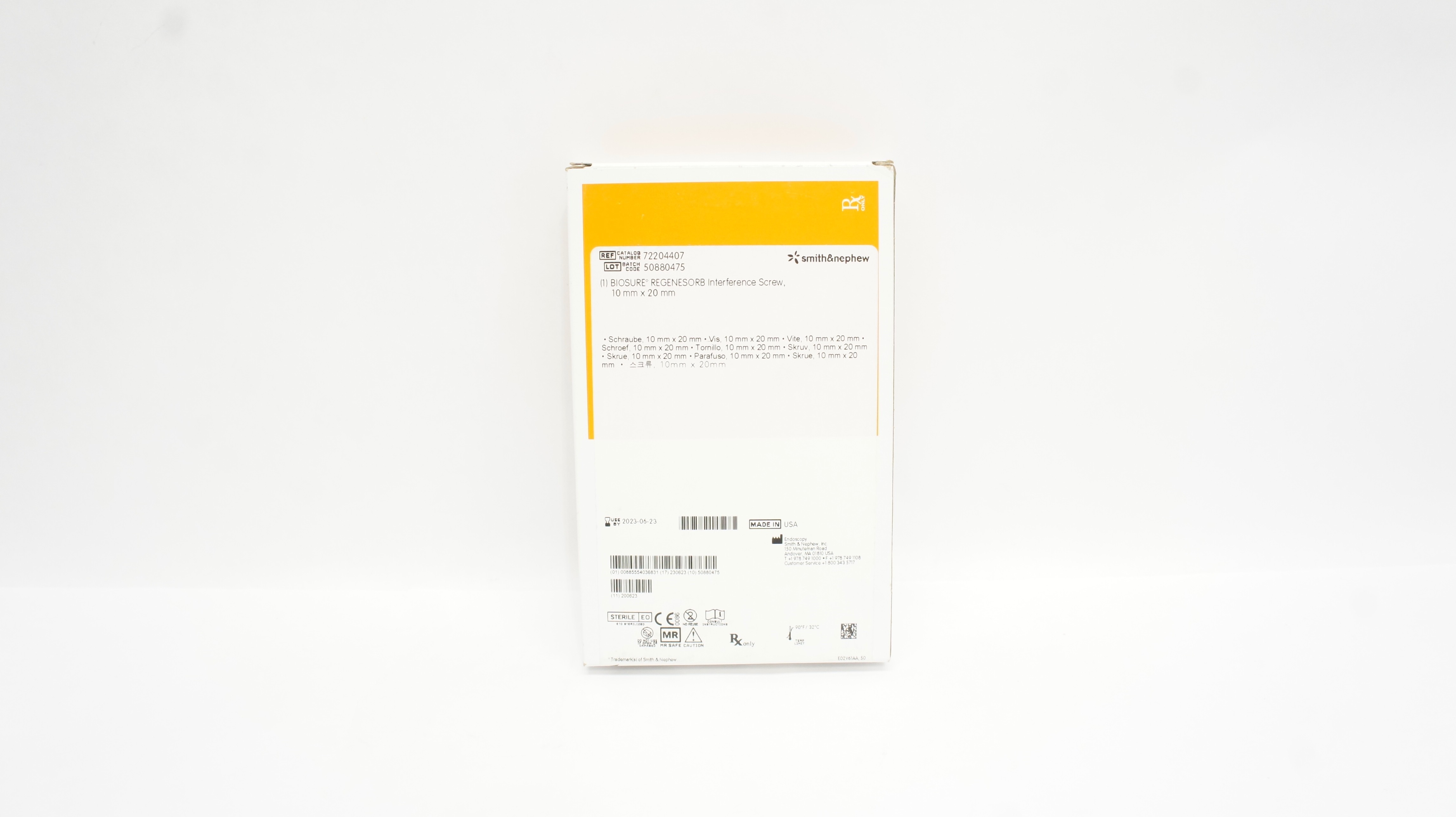 Smith&Nephew 72204407 BIOSURE REGENESORB Interference Screw, 10mm x 20mm (x)