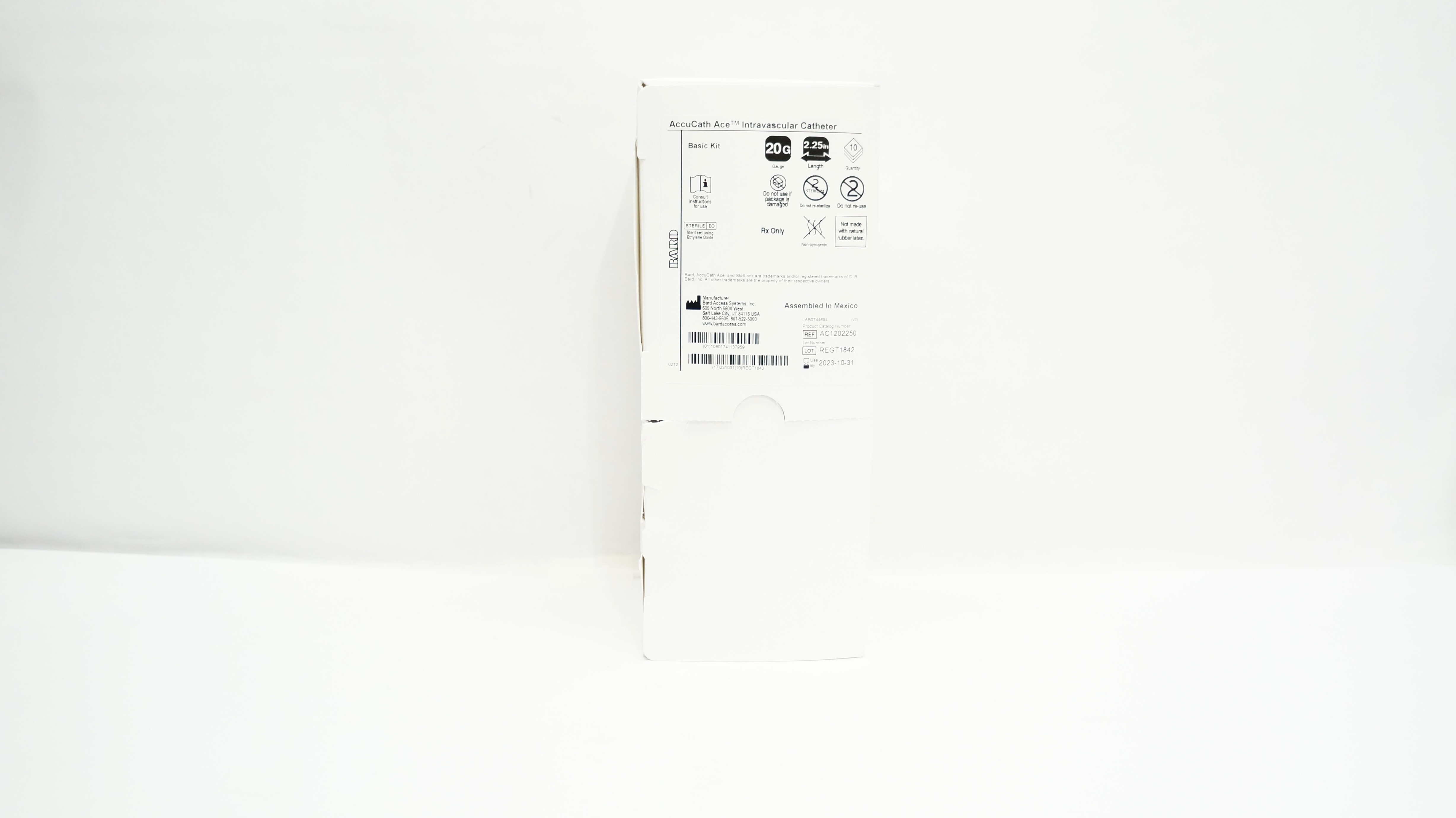 Bard AC1202250 AccuCath Ace Intravascular Catheter 20G - Box of 10