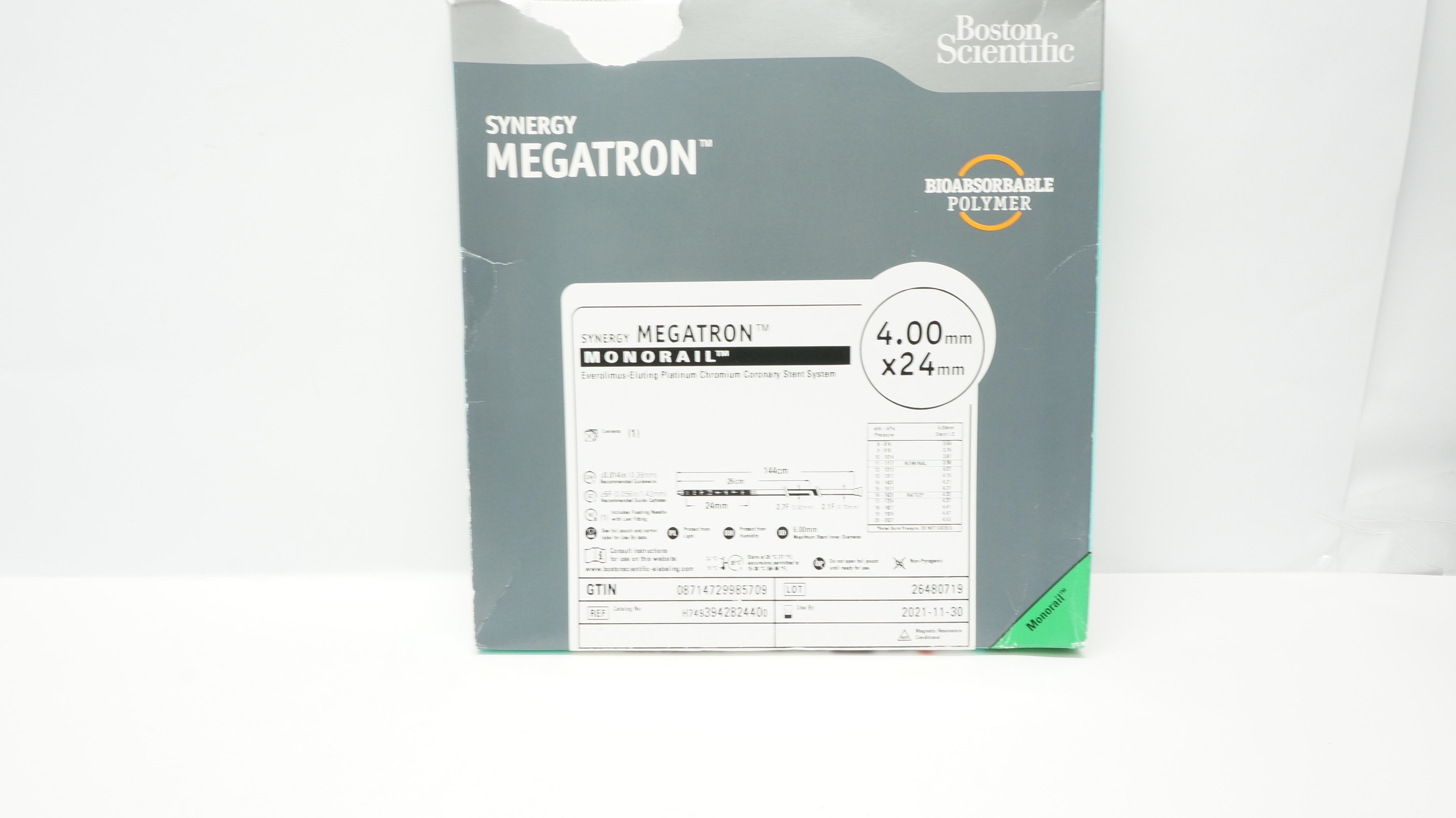 Boston Scientific 394282440 Synergy Megatron Monorail Stent System 4.00 x24mm(x)