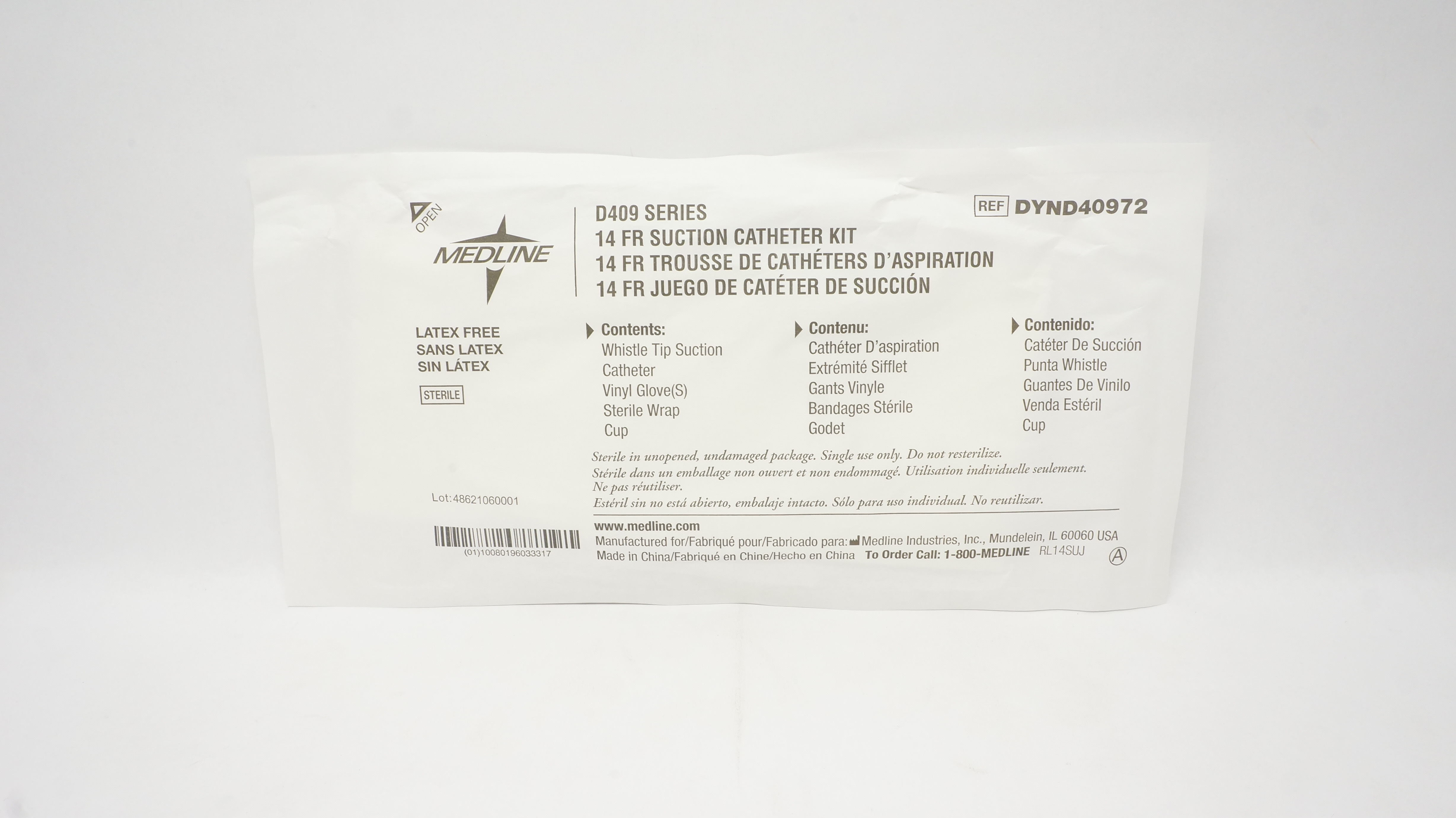 Medline DYND40972 Whistle Tip Suction Cath. Kit 14Fr