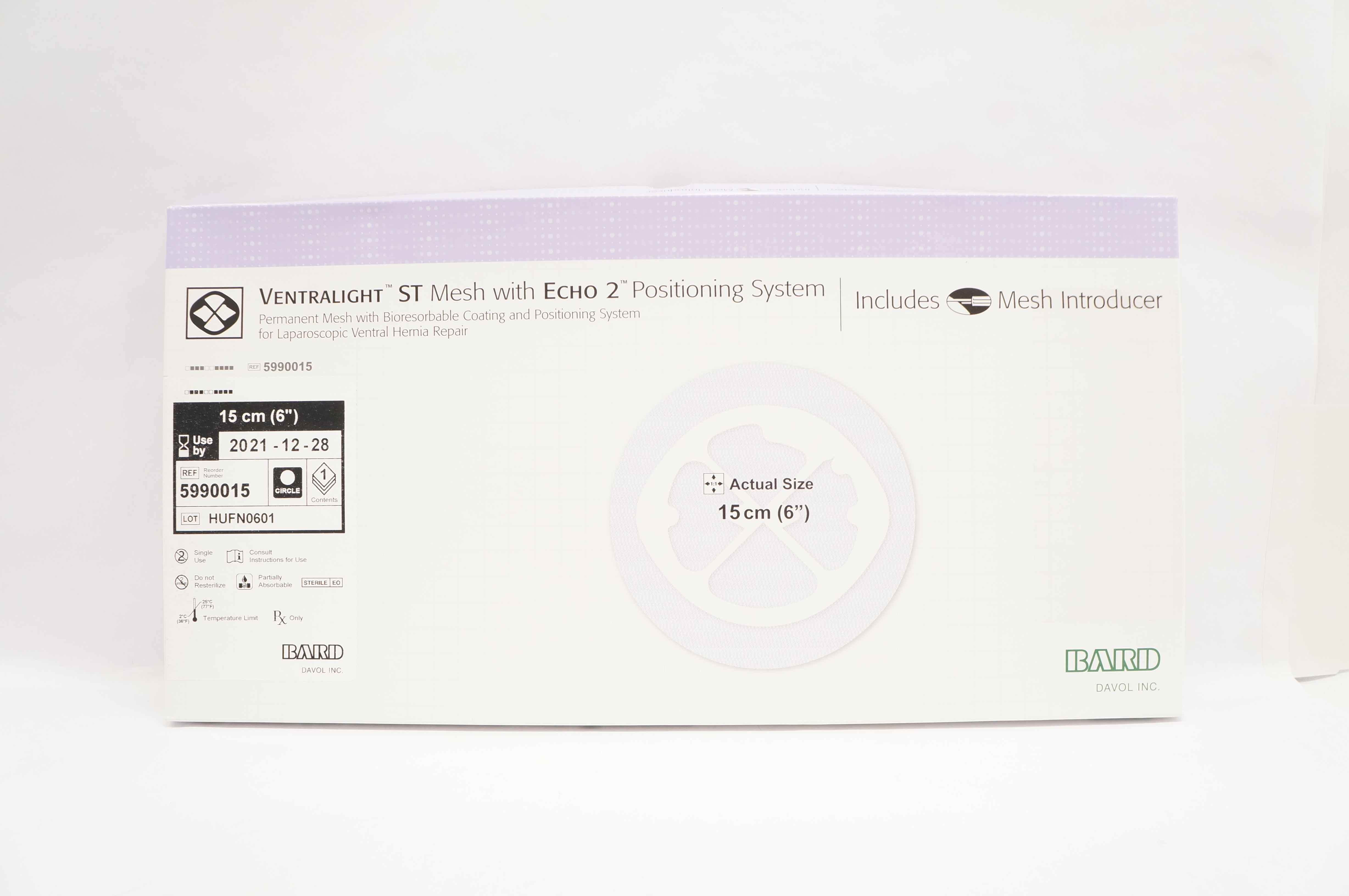 Bard 5990015 Davol Ventralight ST Mesh With Echo 2 Positioning System 6 Inch (x)