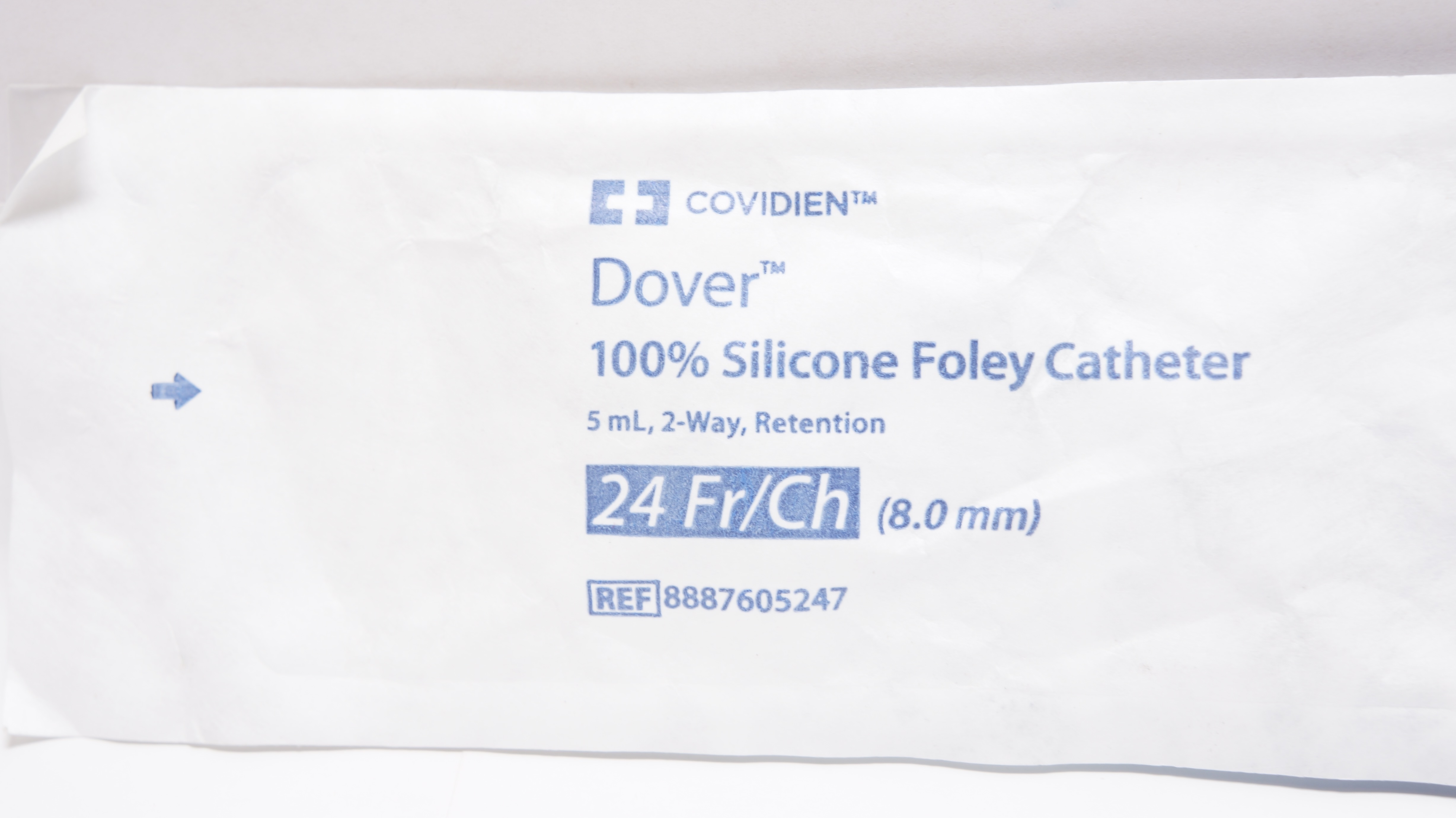 Covidien 8887605247 Dover 100% Silicone Foley Cath. 5mL x 24Fr/Ch