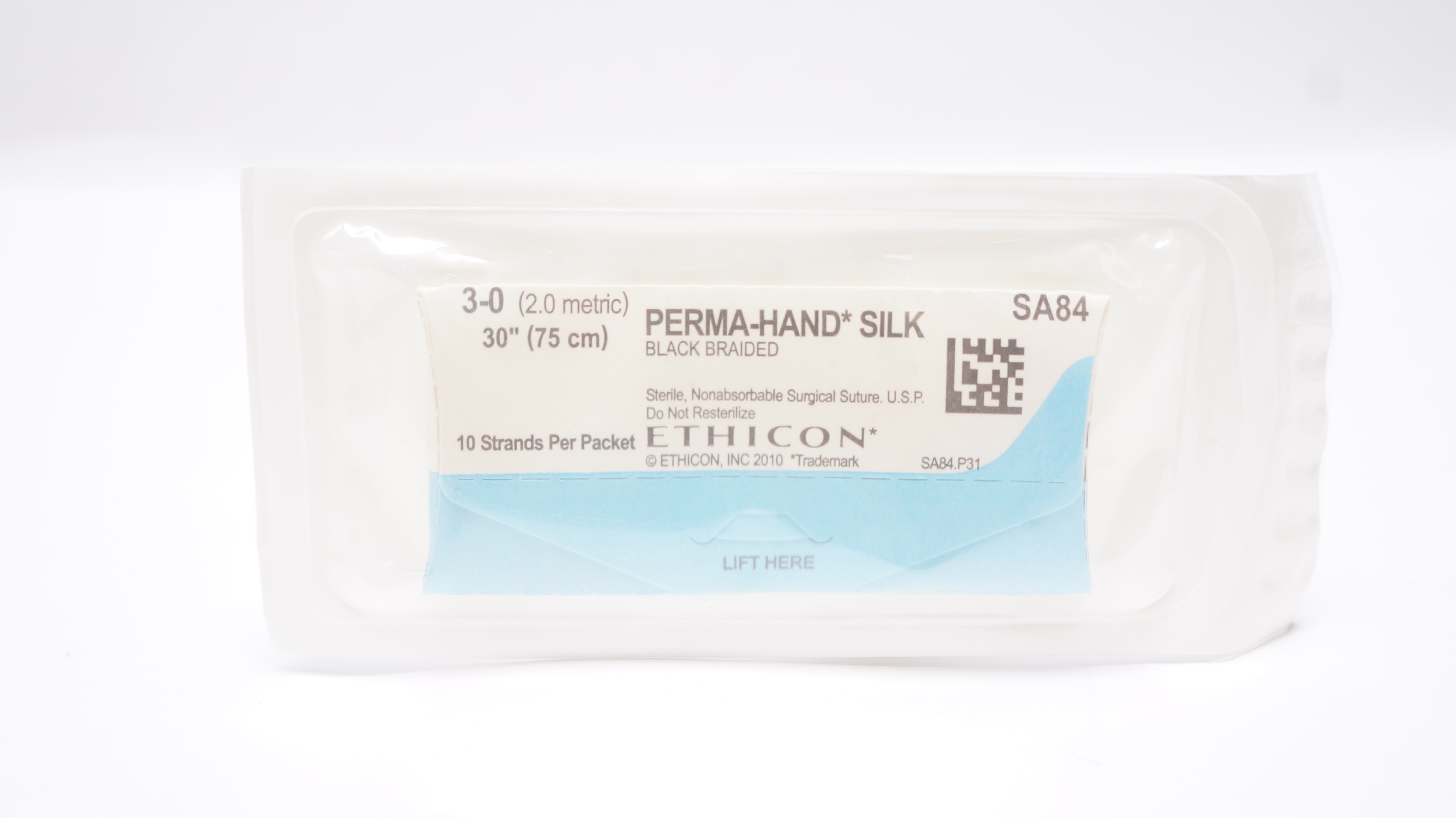 Ethicon SA84 3-0 Perma-Hand Silk Black Braided Surgical Stre 30 inch (x)