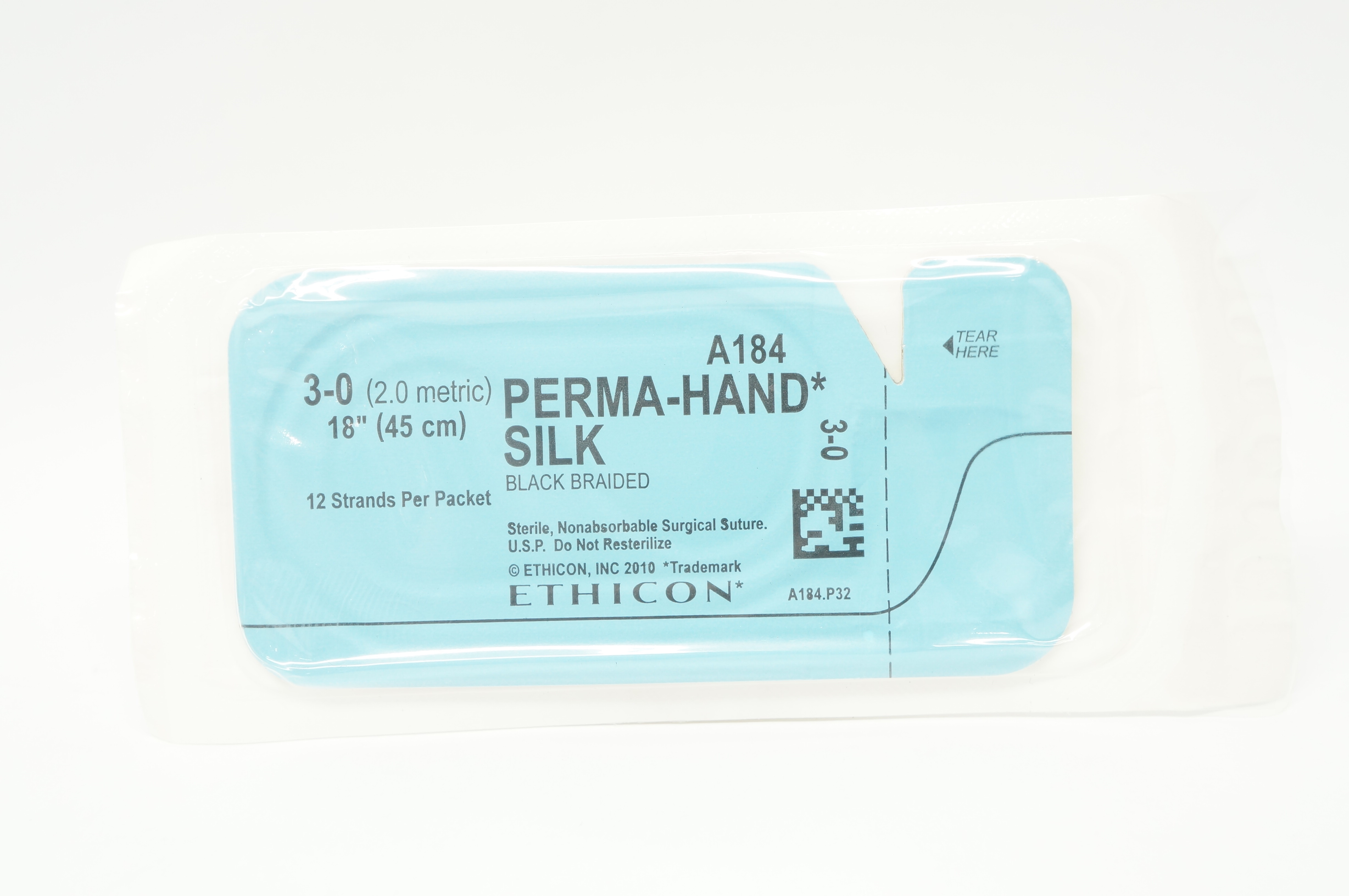 Ethicon A184 3-0 PERMA-HAND SILK, Black Braided, 18inch (x)