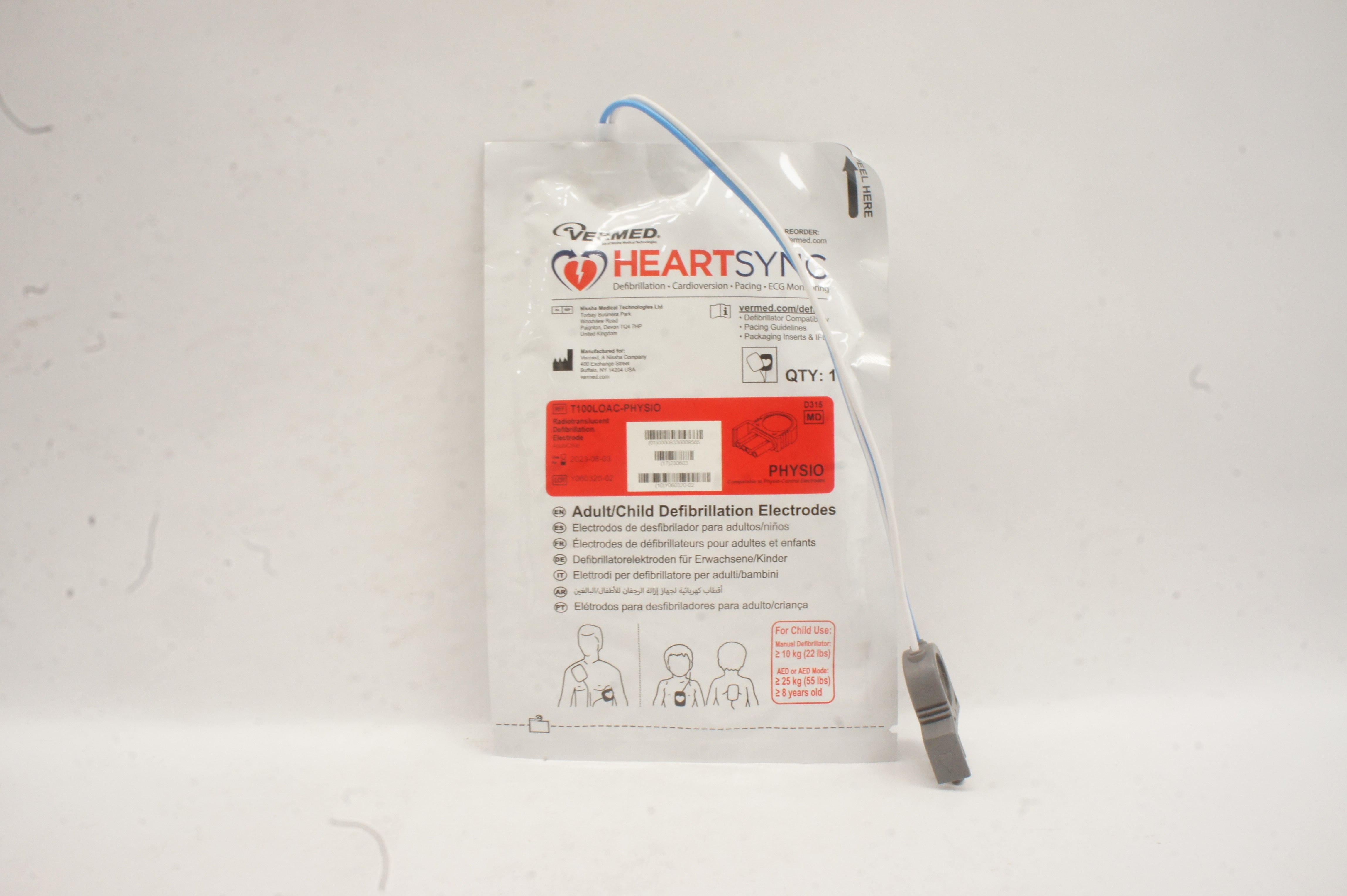 Vermed C100LOAC-PHYSIO HeartSync Adult/Child Defibrillation Electrode ≥10kg