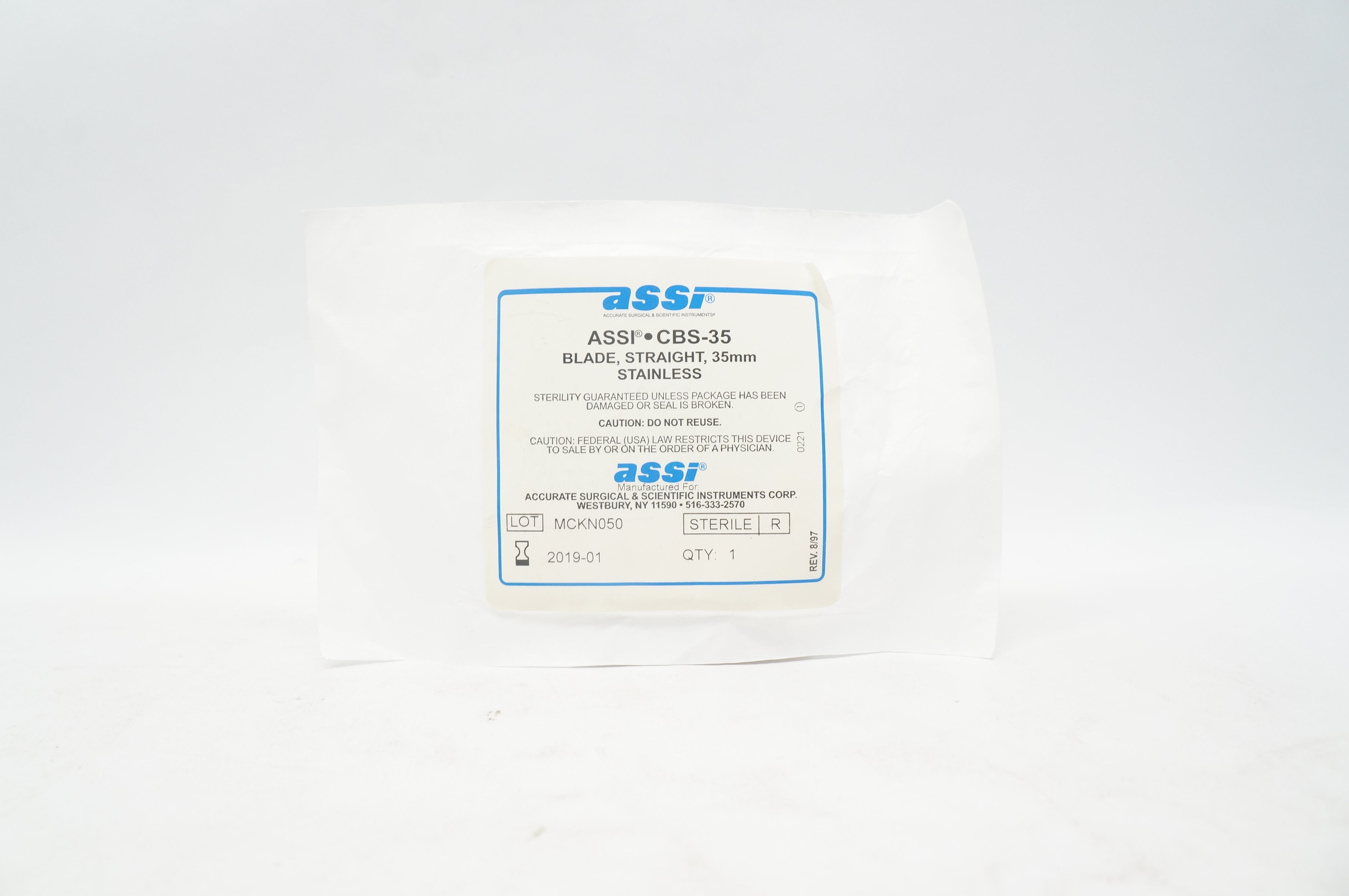 Assi CBS-35 Blade Straight 35mm Stainless (x)