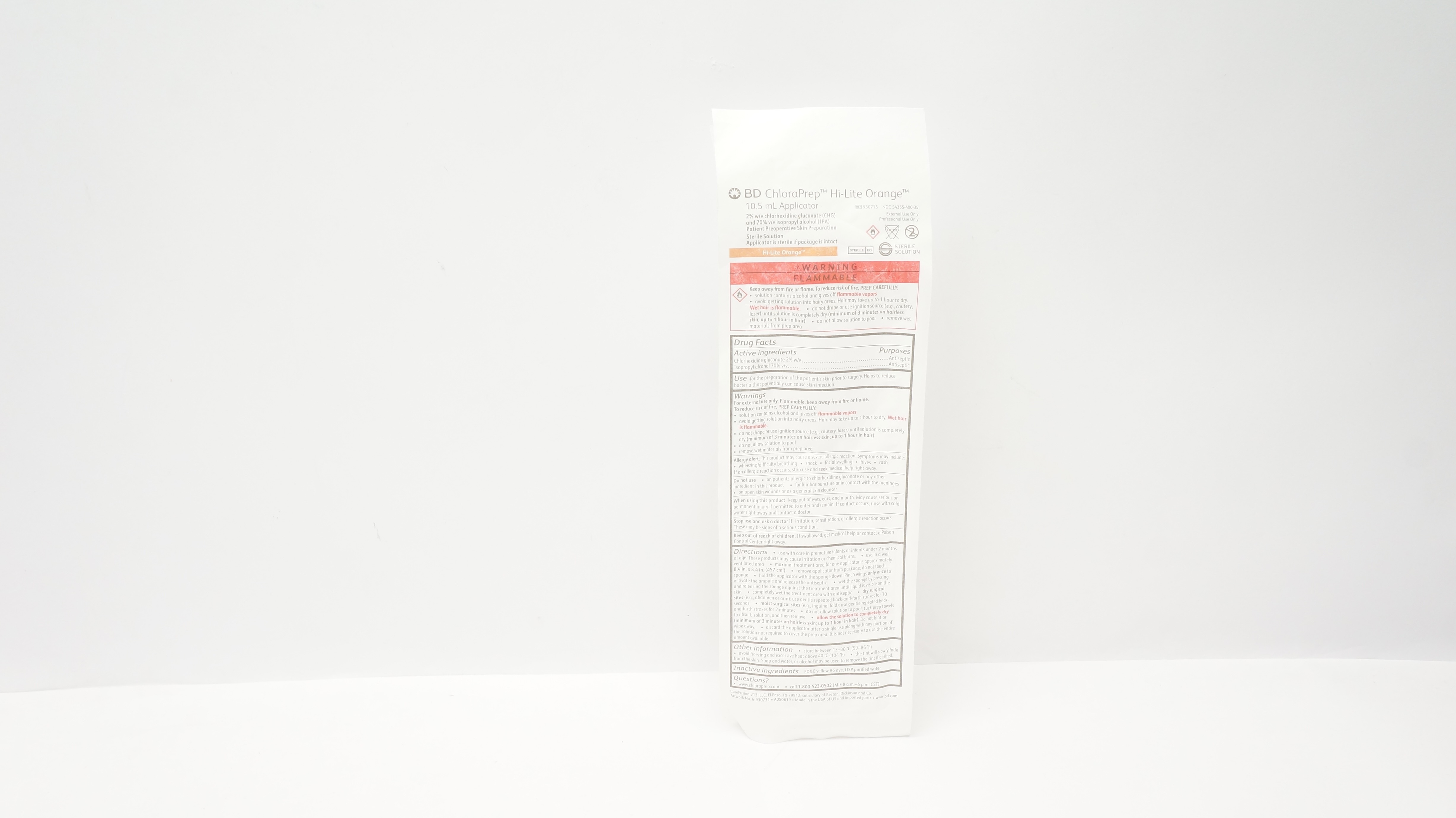 BD 930715 Chloraprep Hi-Lite Orange 10.5mL Applicators (x)