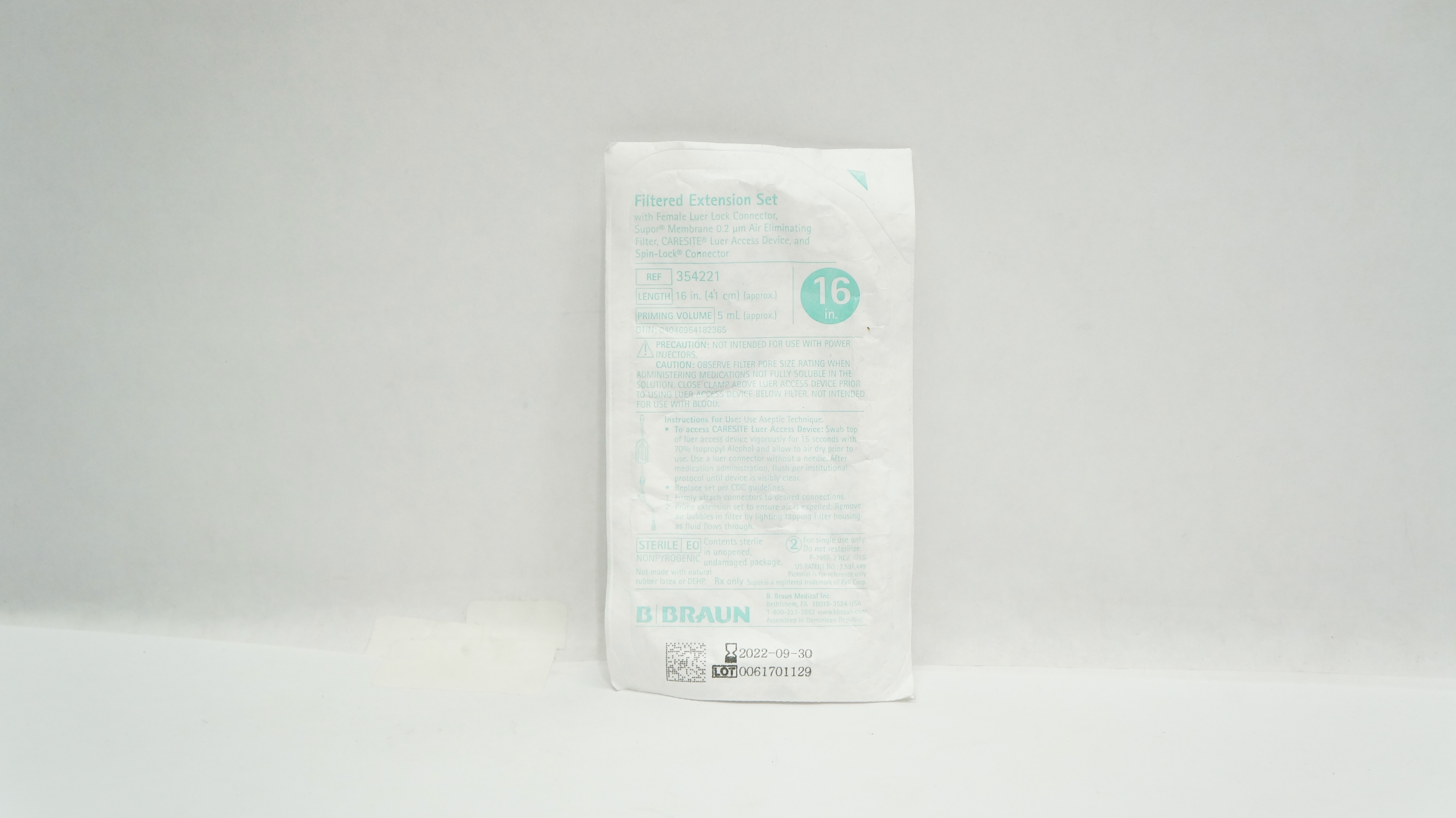 Braun 354221 Filtered Extension Set with Female Luer Lock Connector 16in 5mL (x)