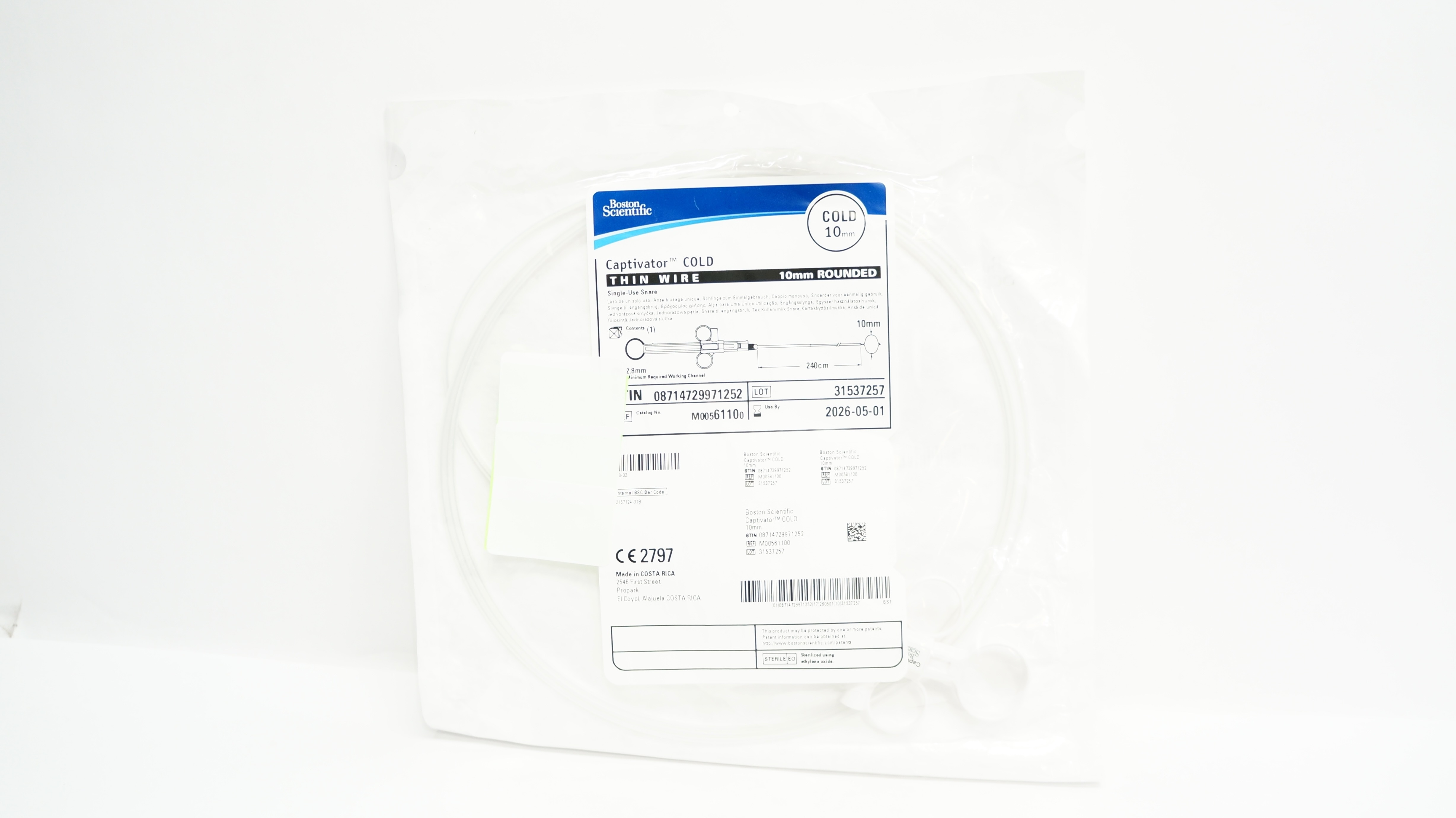 Boston Scientific M00561100 Captivator Thin Wire Single-Use Snare Cold 10mm