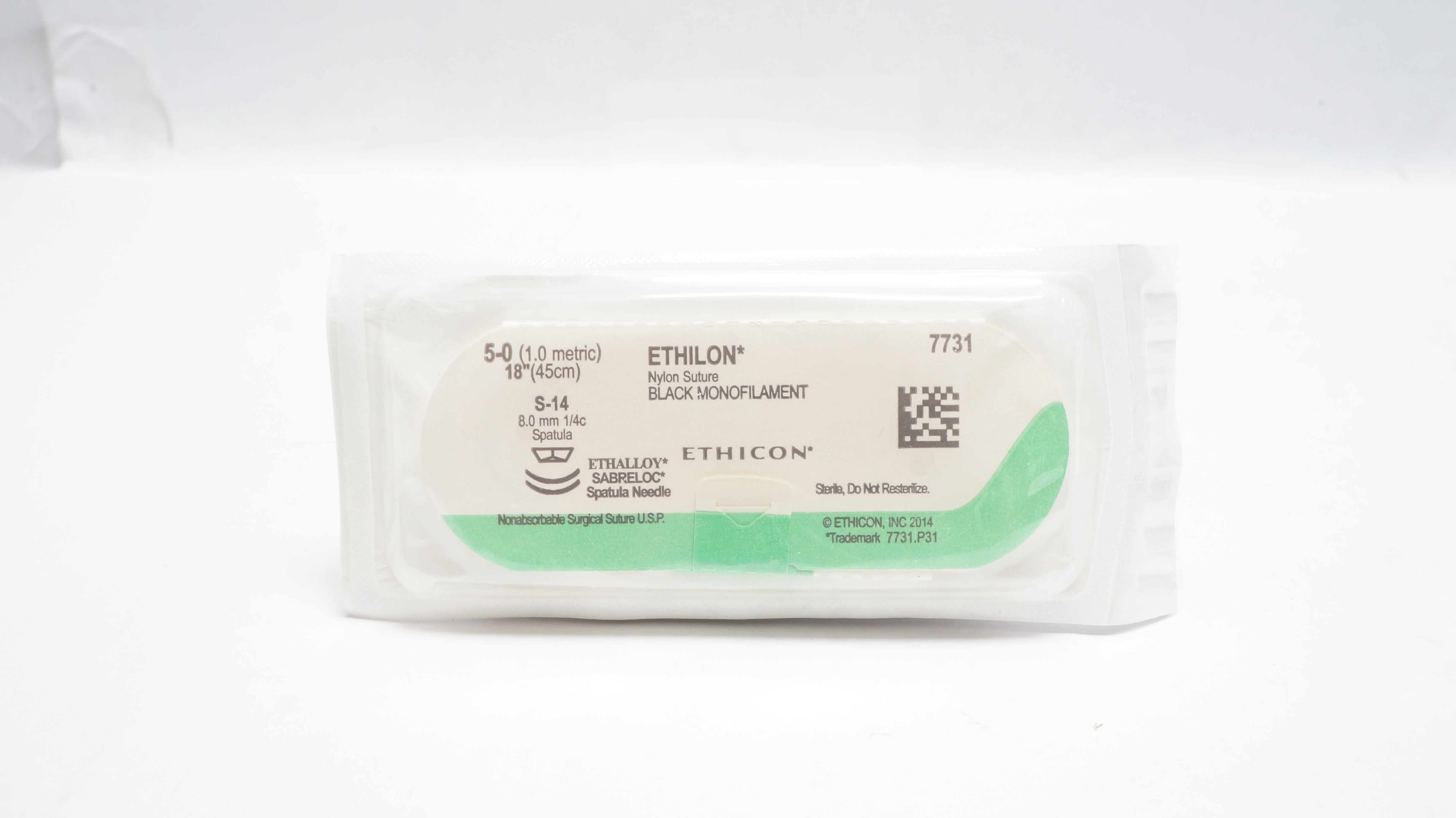 Ethicon 7731 5-0 Ethilon Nylon, S-14, 8.0mm 1/4c Spatula, 18inch (x)