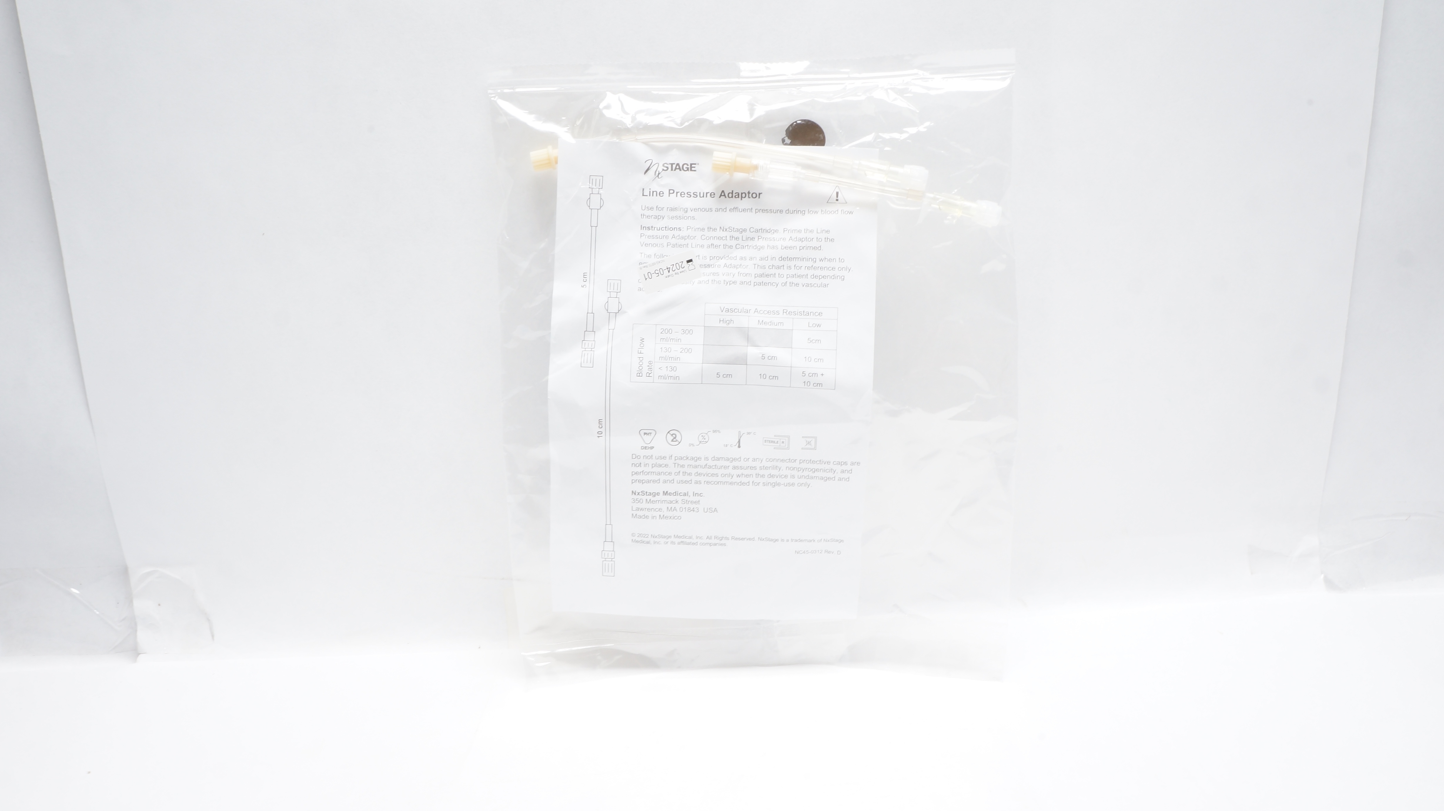 NxStage Medical Line Pressure Adaptor 5cm x 10cm (x)