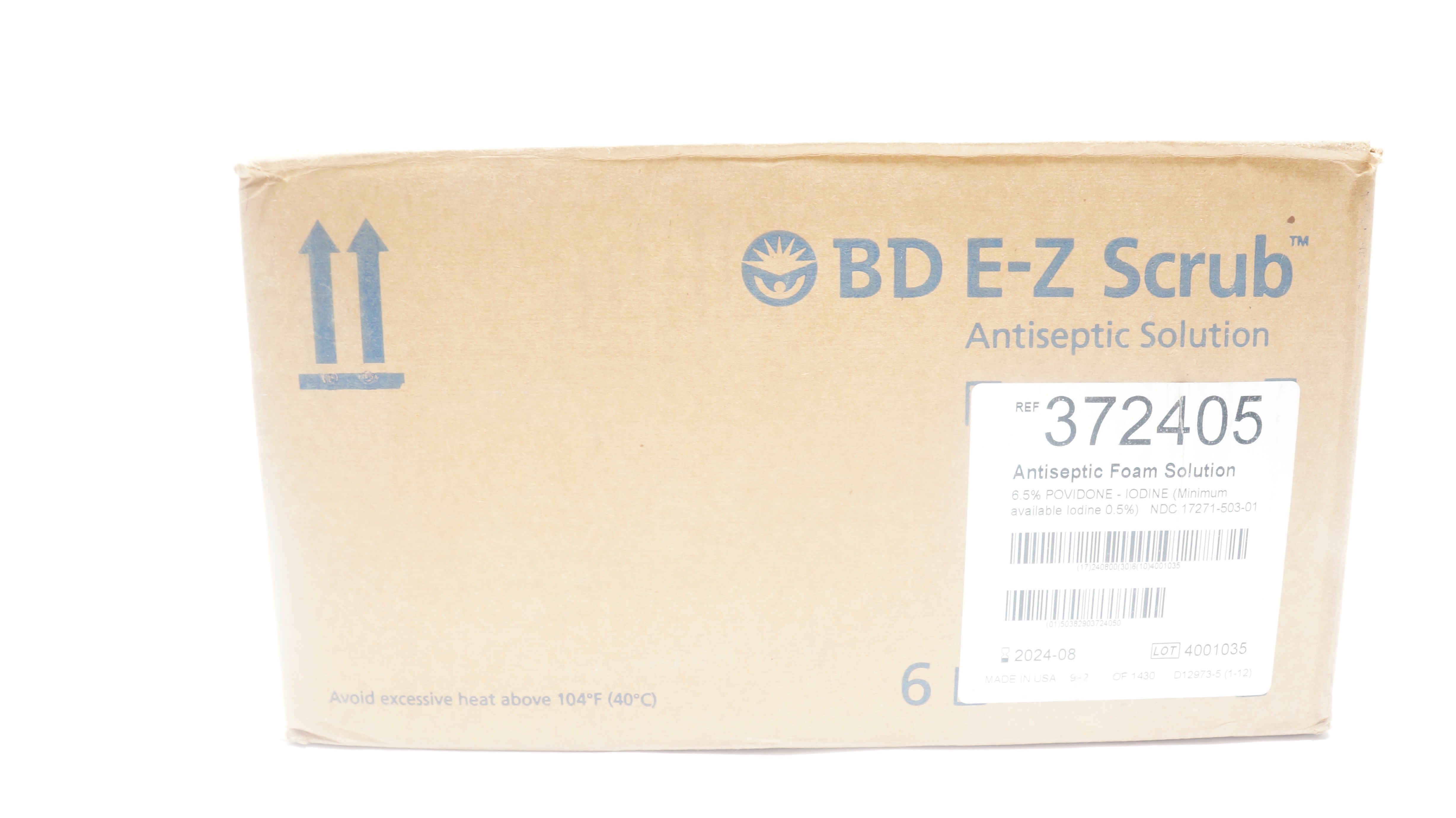 BD 372405 E-Z Scrub Antseptic Foam Solution - Case of 6