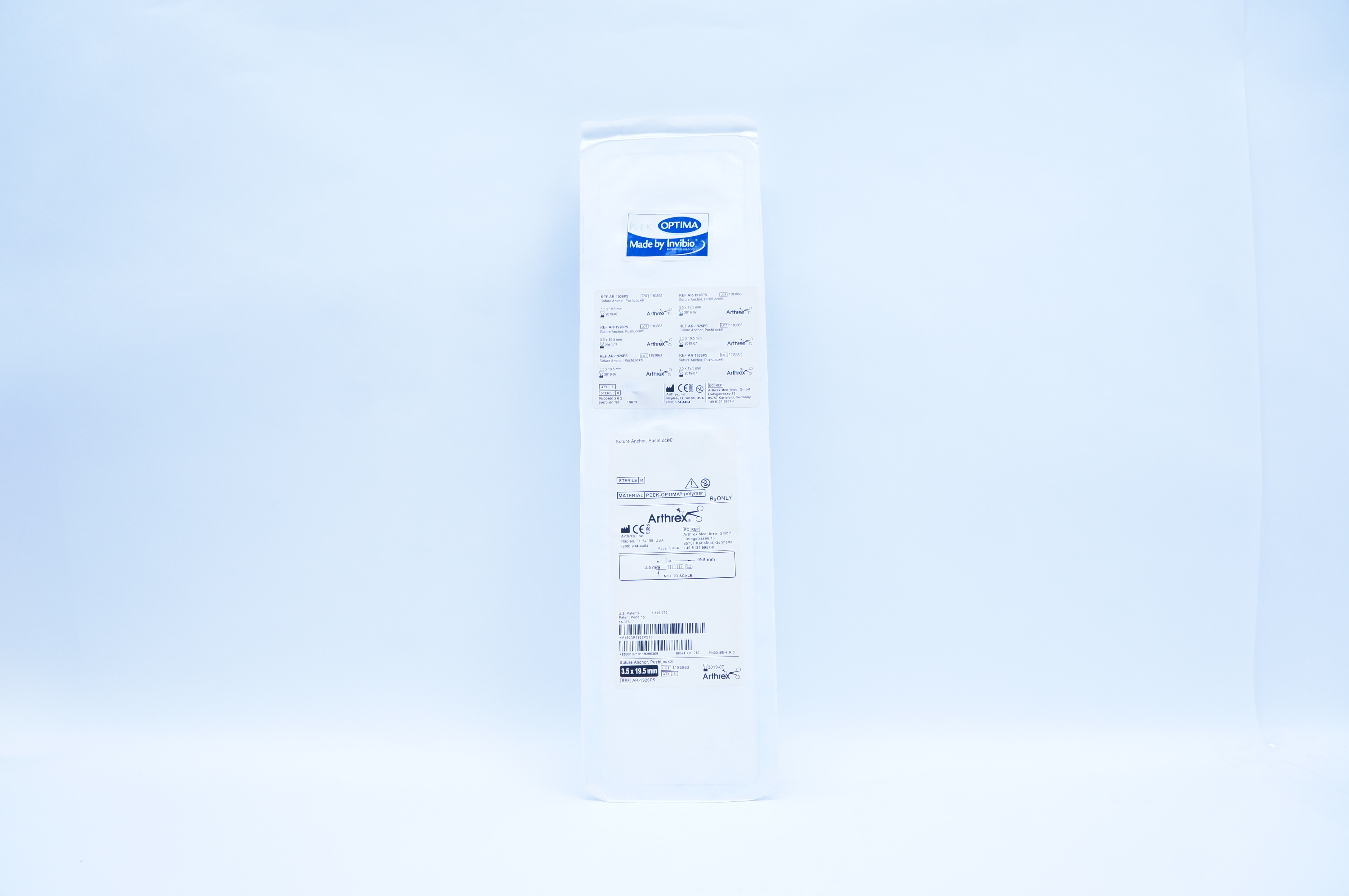 Arthrex AR-1926PS Peek-Optima Invibio Stre. Anchor, PushLock 3.5mm x 19.5mm (x)