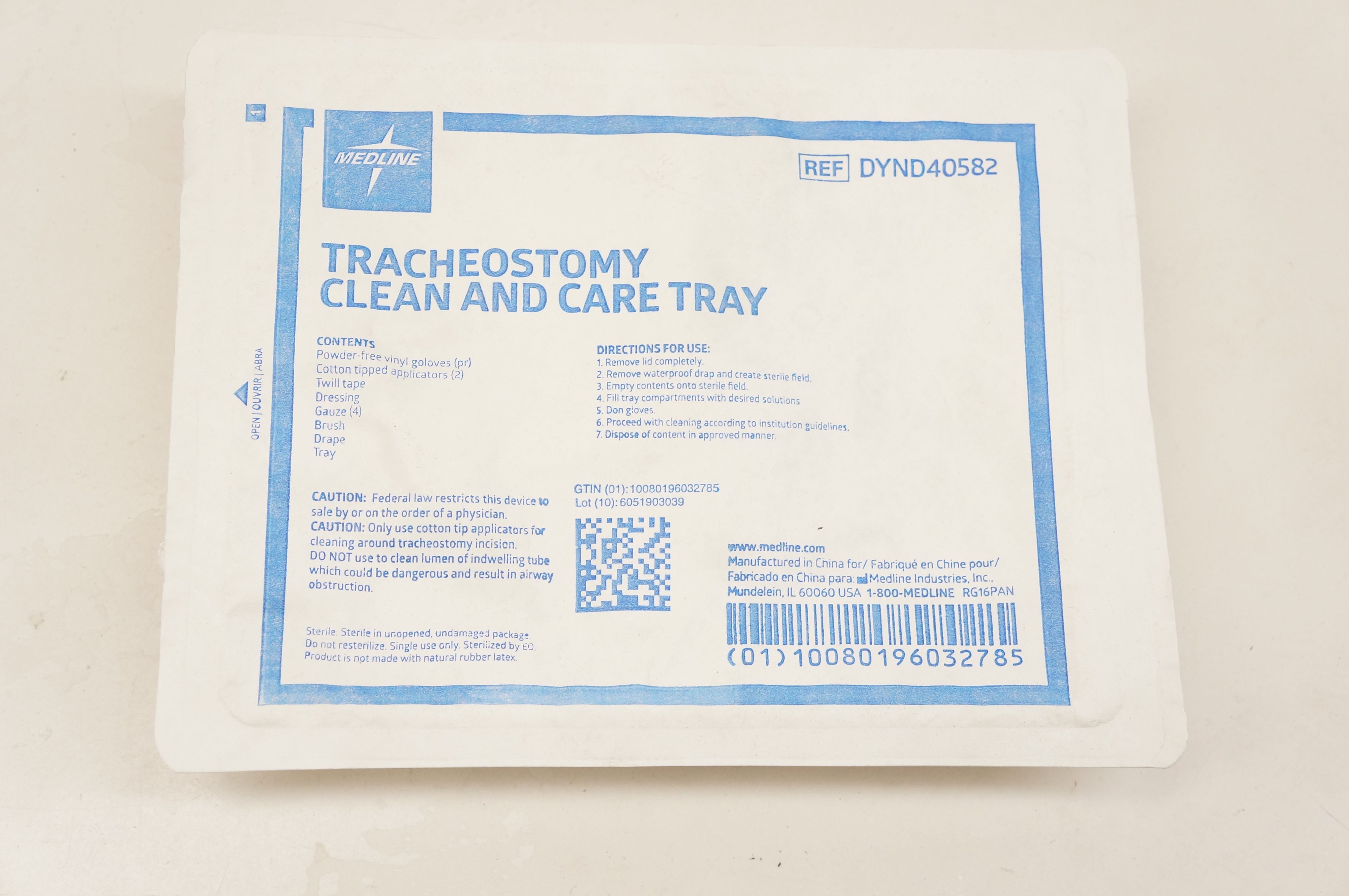 Medline DYND40582 Tracheostomy Clean and Care Tray