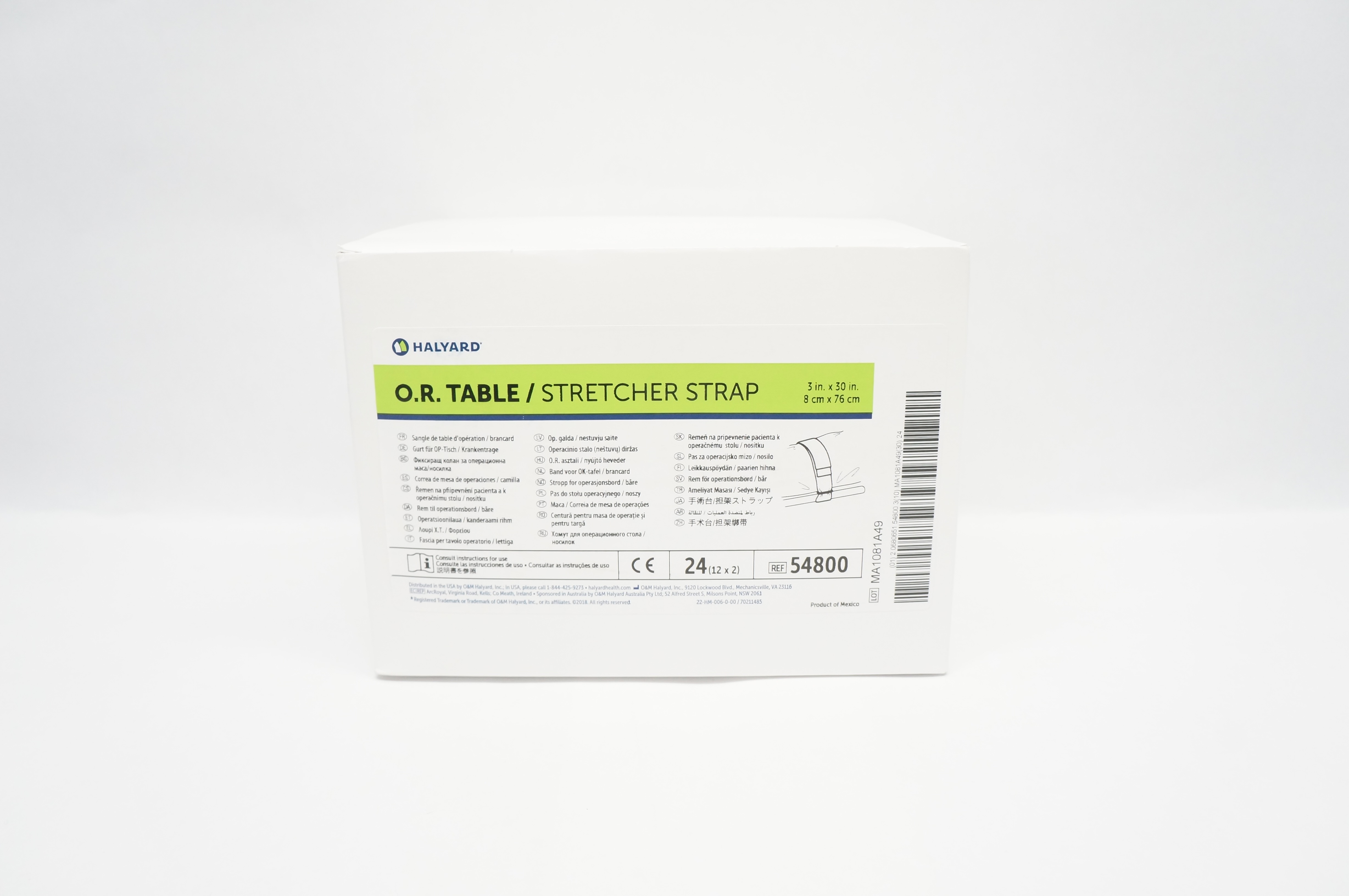 Halyard 54800 O.R. Table/Stretcher Strap 3 inch x 30 inch - Box of 24