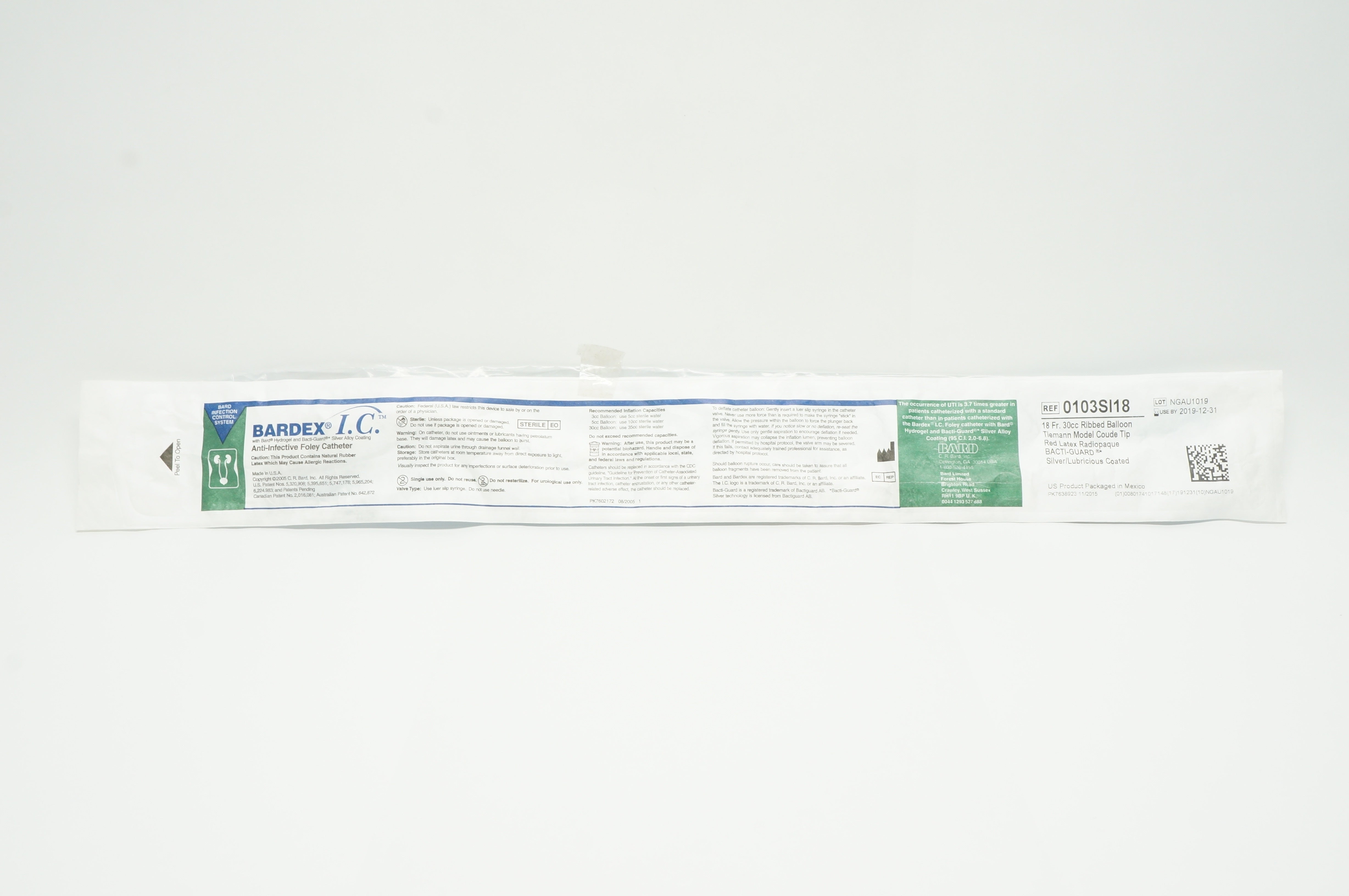 Bard 0103SI18 Bardex I.C. Anti-Infective Foley Cath. 18Fr (x)