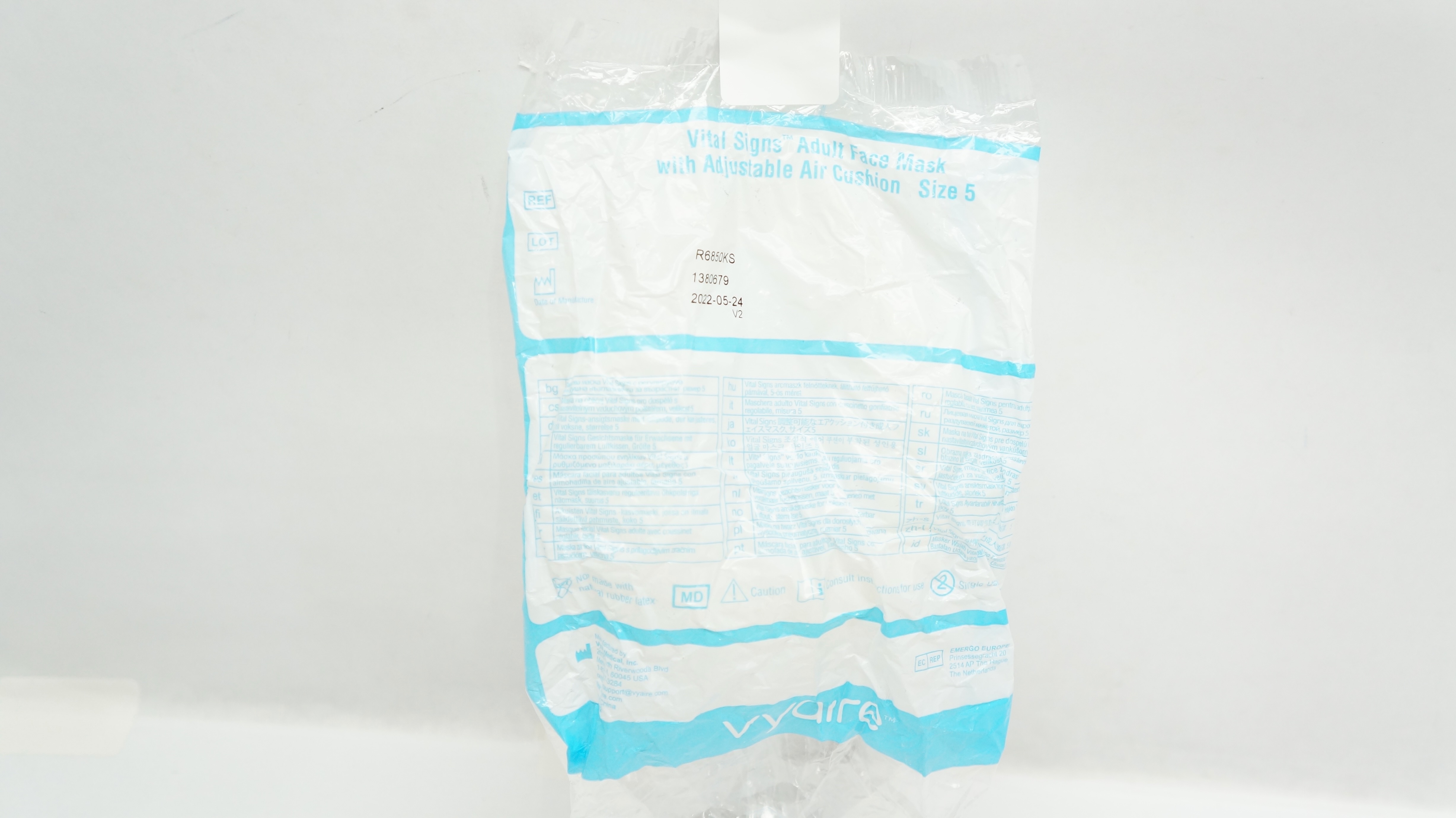 Vyaire R6850KS Vital Signs Adult Face Mask with Adjustable Air Cushion Size 5