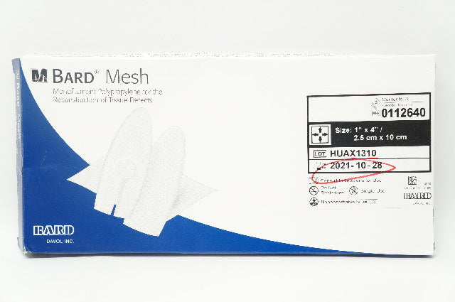 Bard 0112640 Davol Monofilament Polypropylene Mesh 1inch x 4inch - Box of 3 (x)