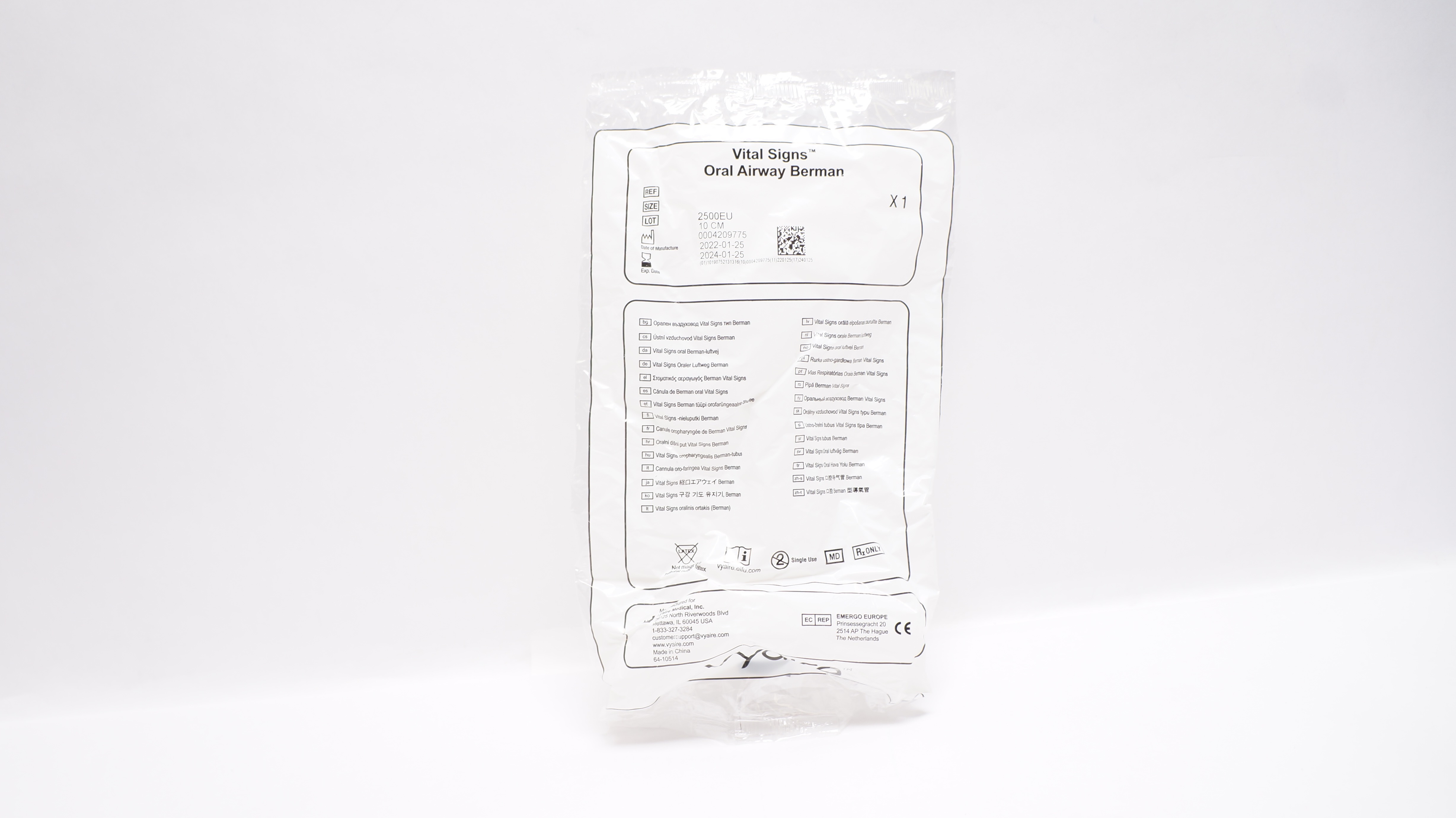 Vyaire 2500EU Vital Signs Oral Airway Berman 10cm