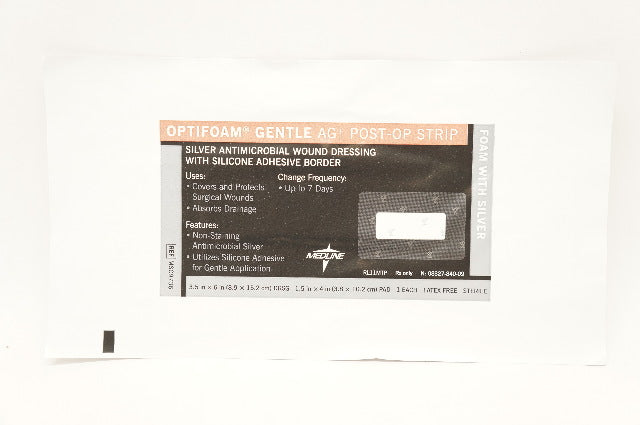 Medline MSC9736 Optifoam Silver Antimicrobial Wound Dressing 3.5inch x 6inch (x)