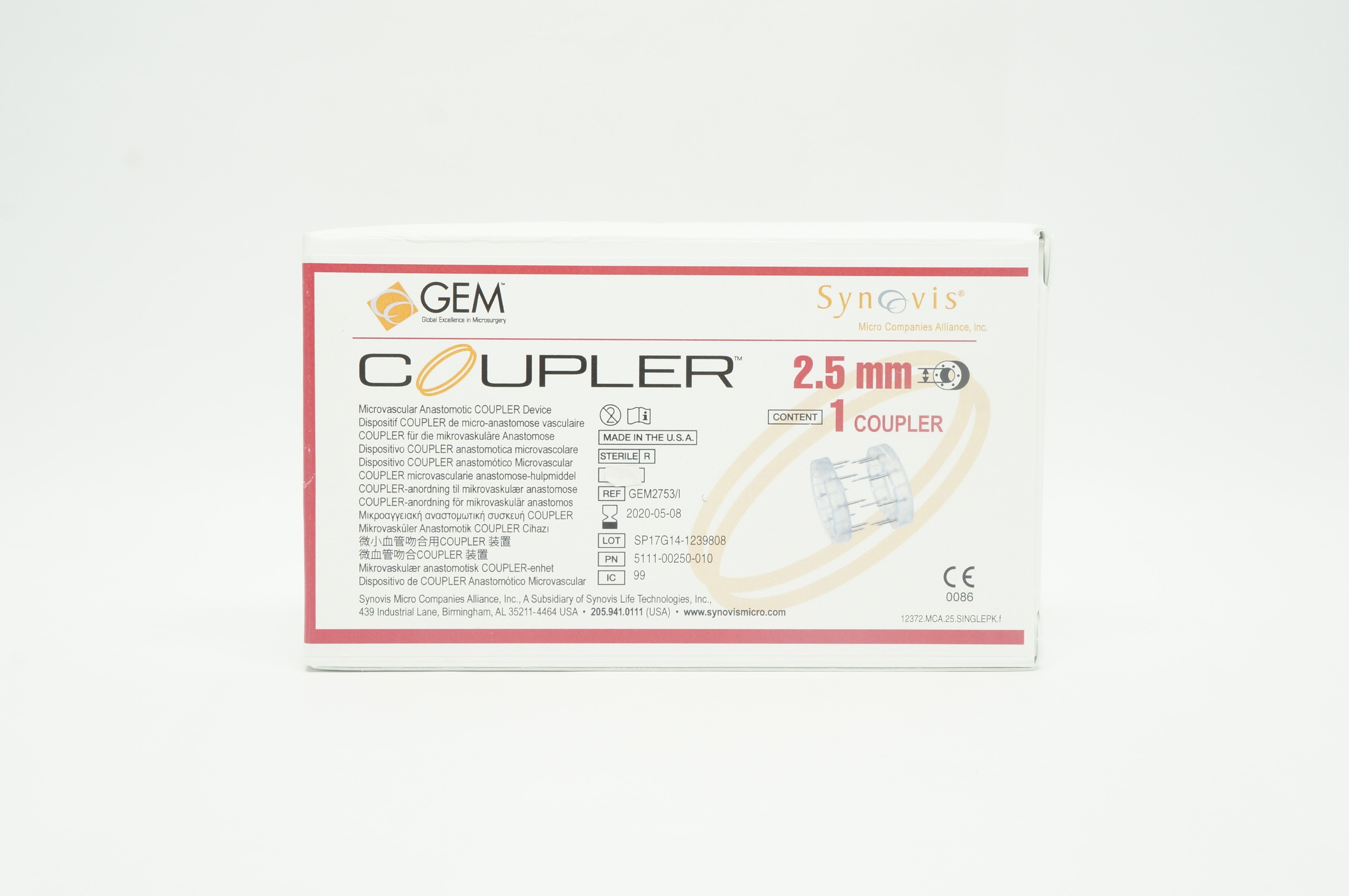 Synovis GEM2753/I GEM Microvascular Anastomotic Coupler Device 2.5mm (x)