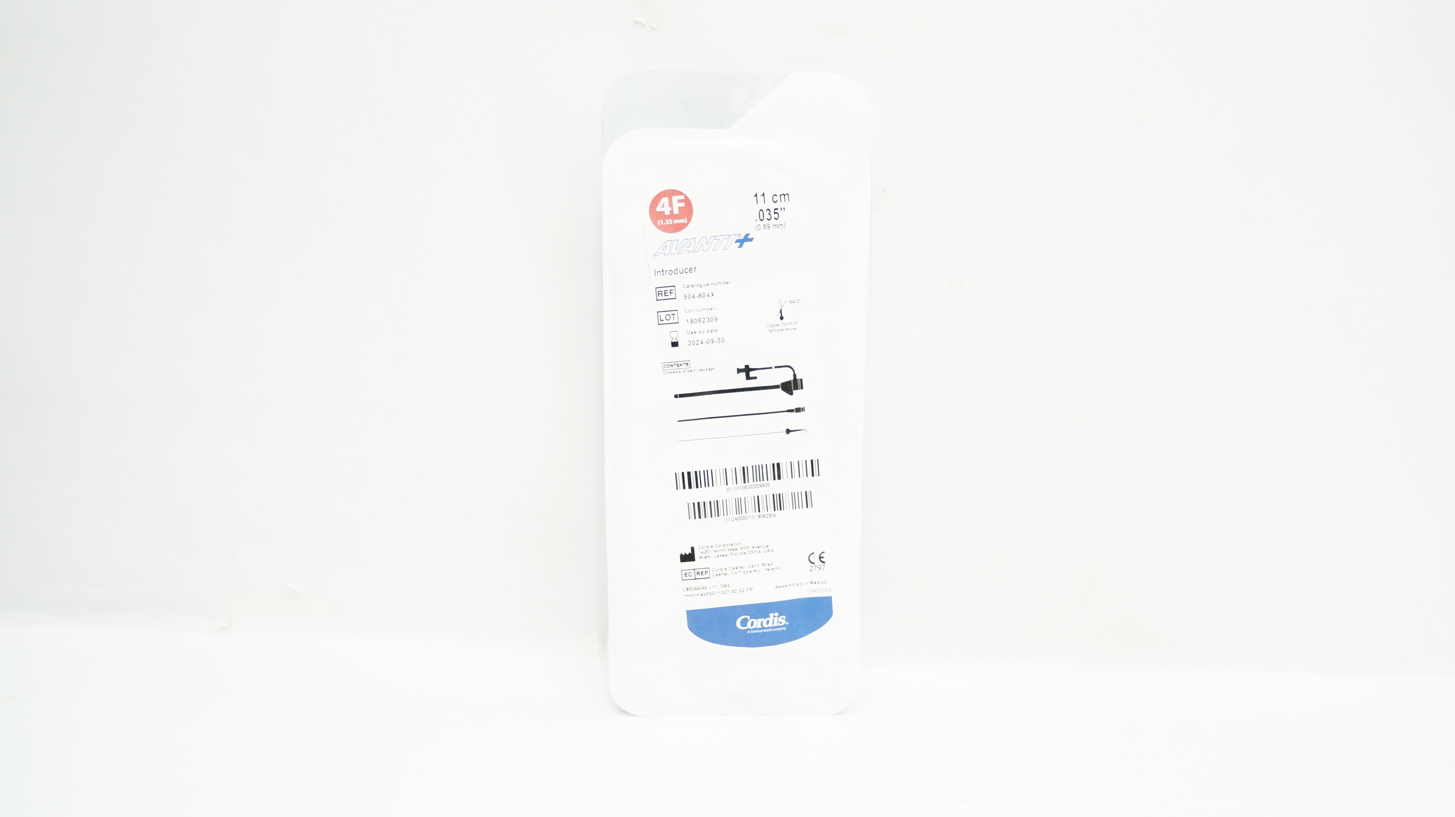 Cordis 504-604X AVANTI Plus Introducer 4F x 11 cm x 0.035 inch