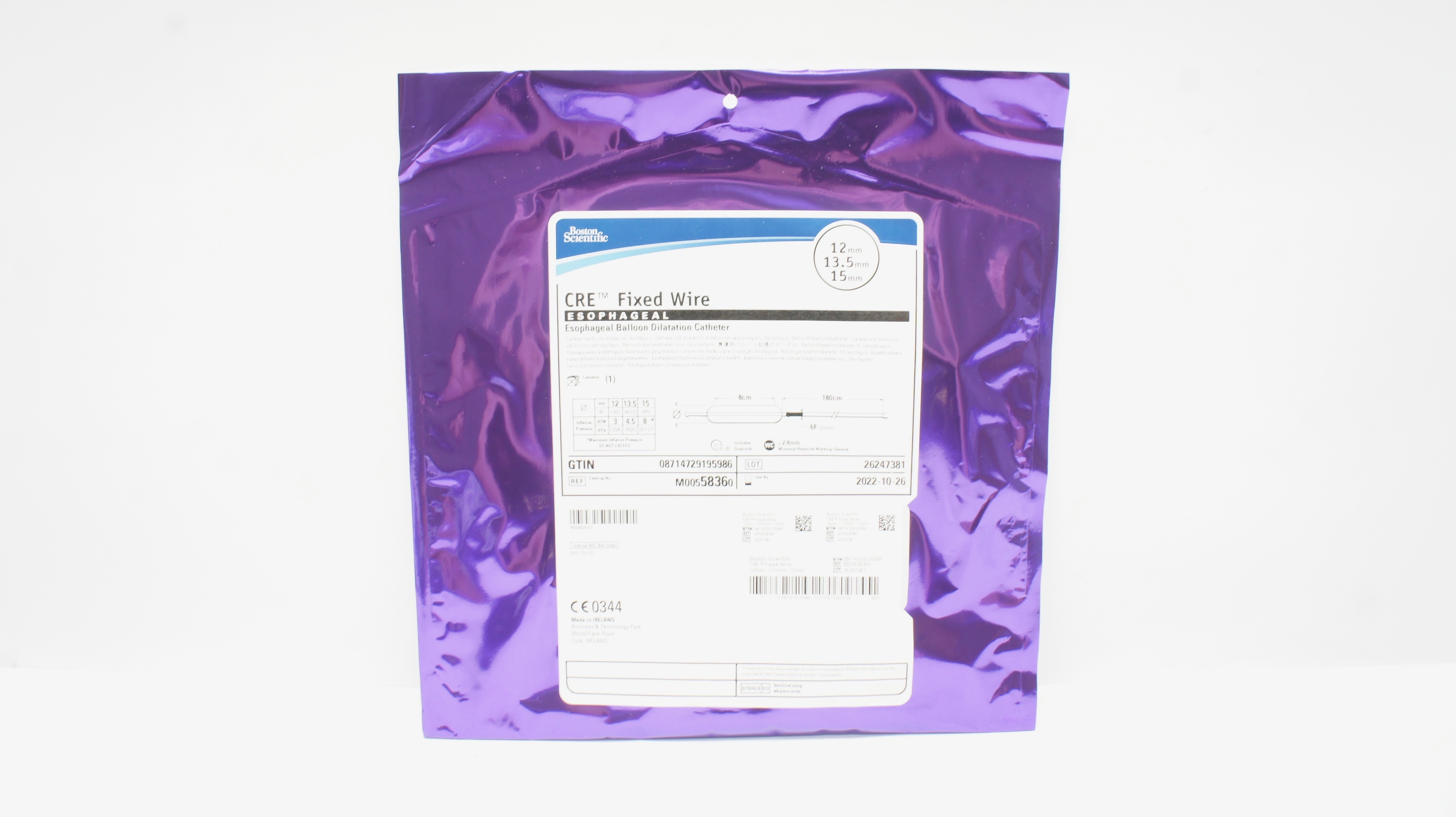 Boston Scientific 5836 CRE Fixed Wire Esophageal Cath. 12mmx13.5mmx15mm (x)