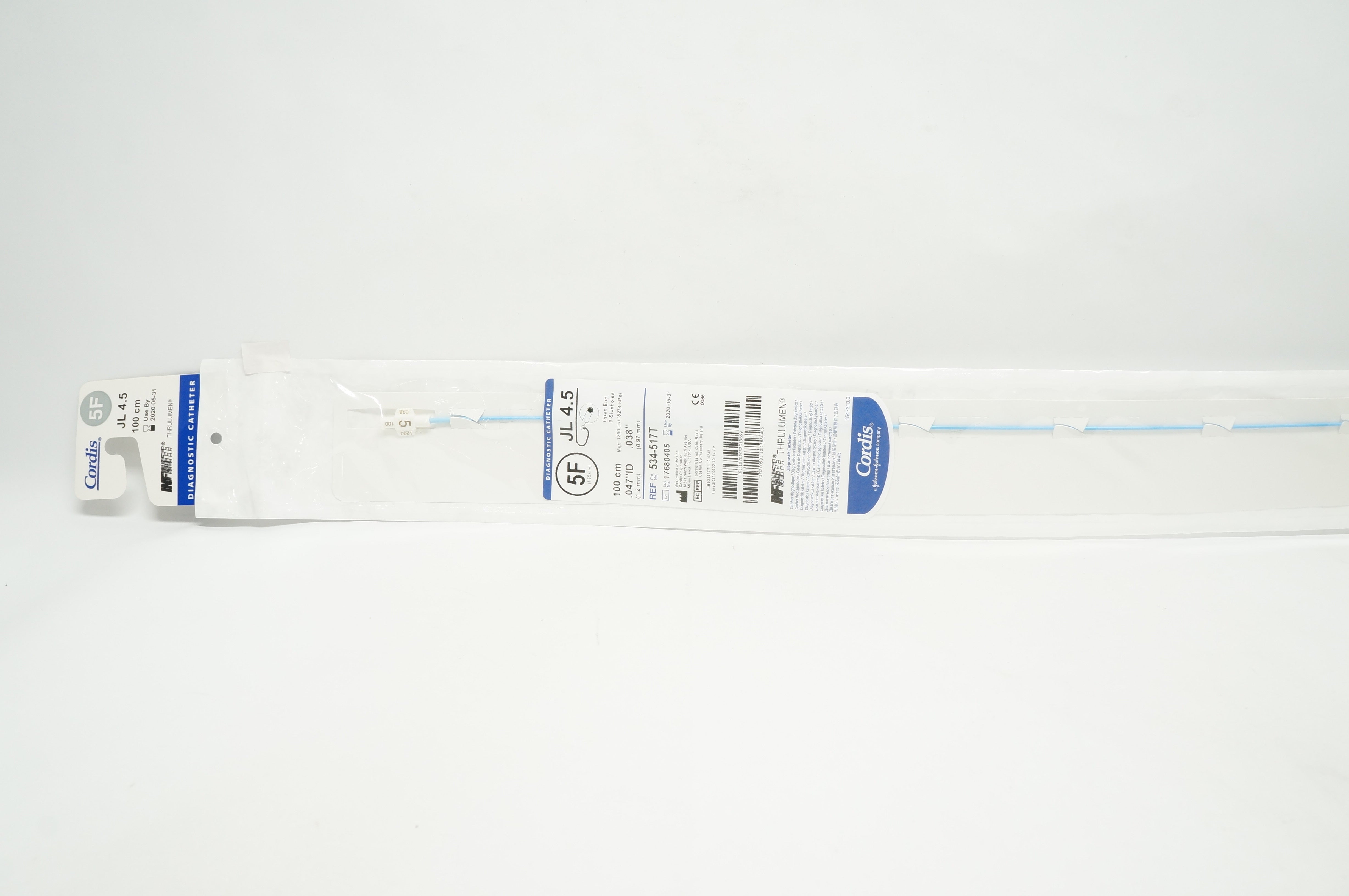 Cordis 534-517T Infinity Thrulumen JL 4.5 Diagnostic Cath. 5F x 100cm (x)