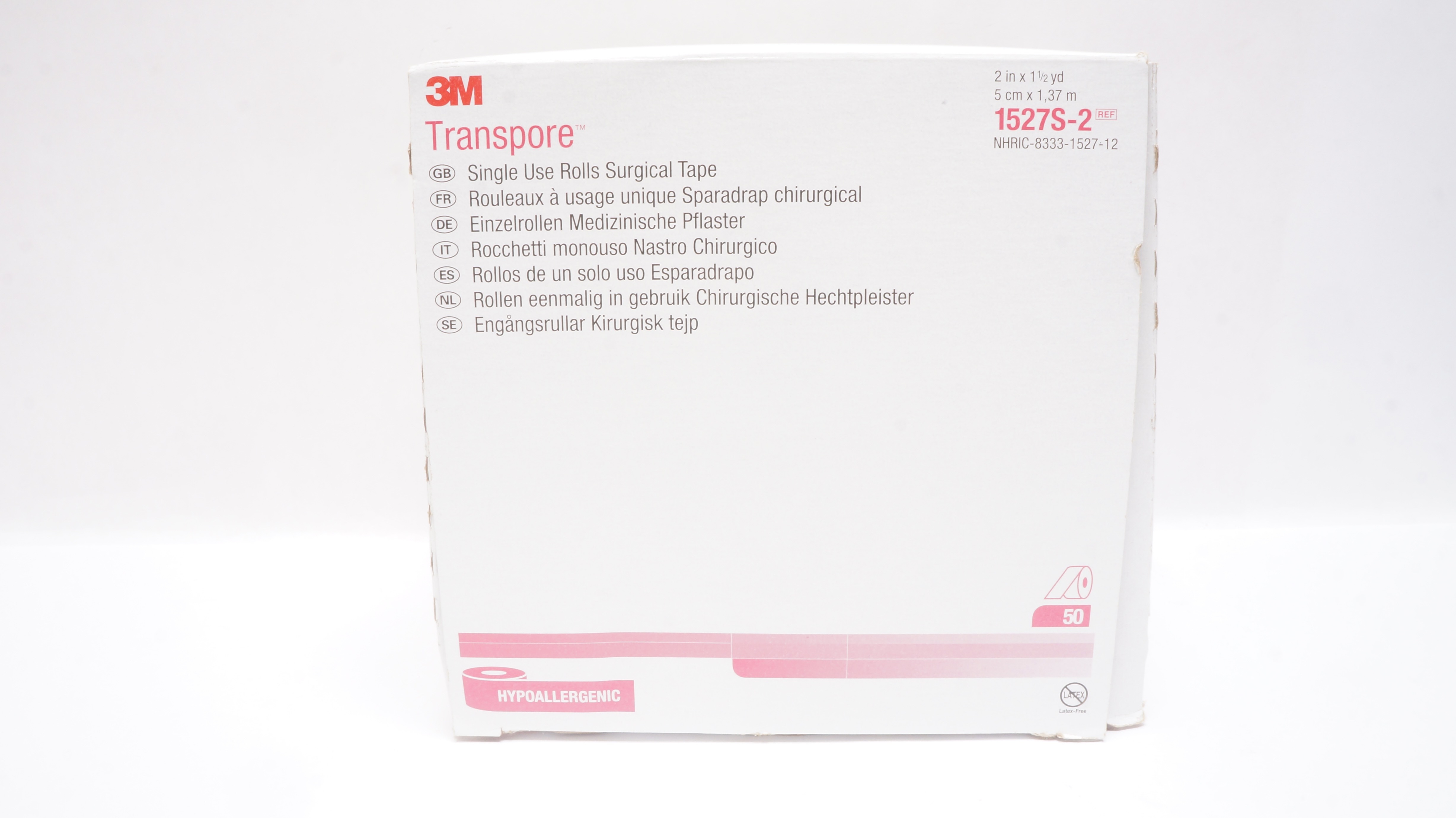 3M 1527S-2 Transpore Surgical Tape 2inch x 1.5yd (x) - Box of 50