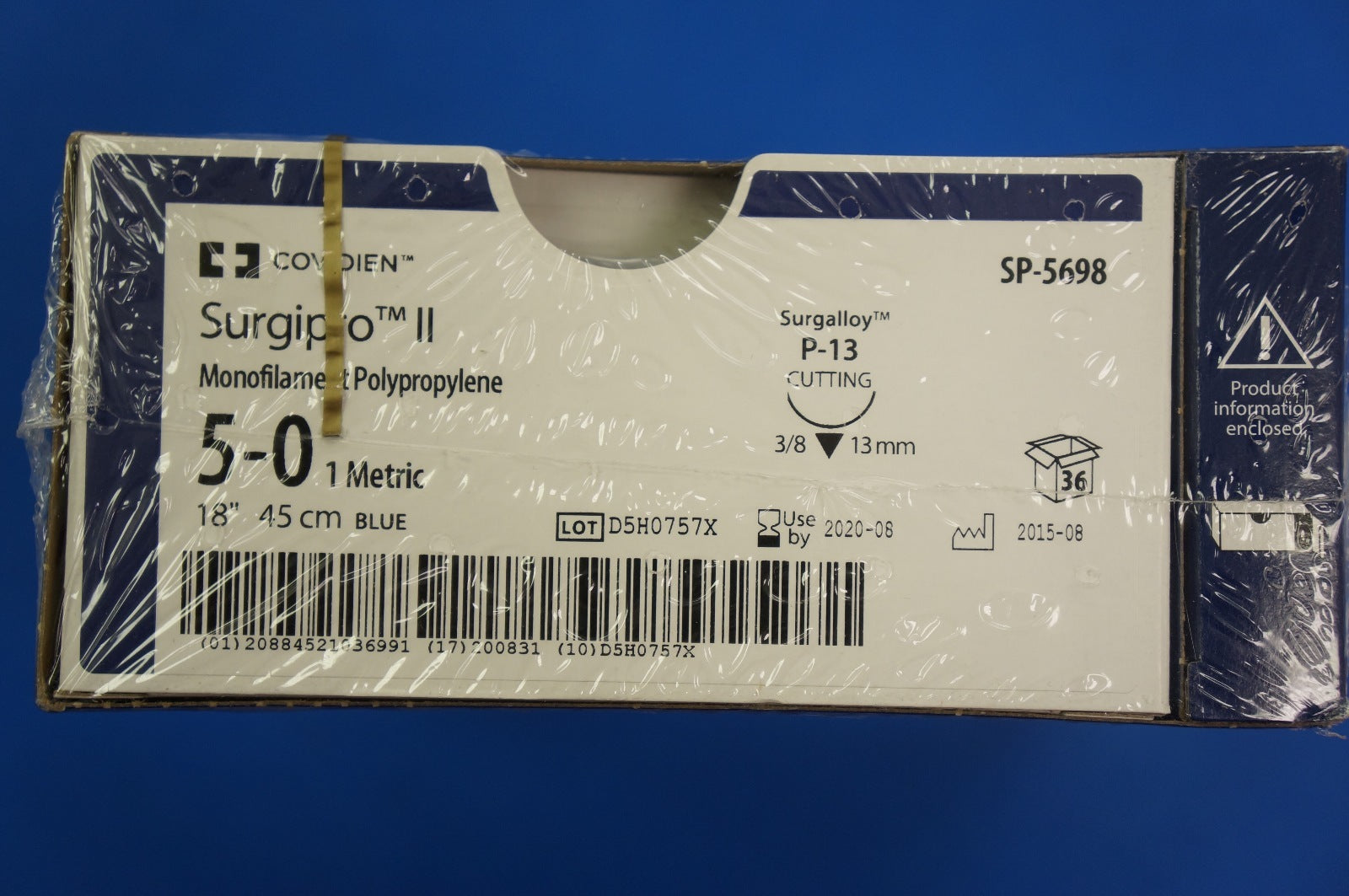 Covidien SP-5698 5-0 Surgipro II Blue 18" P-13 Cutting ~ Box of 36