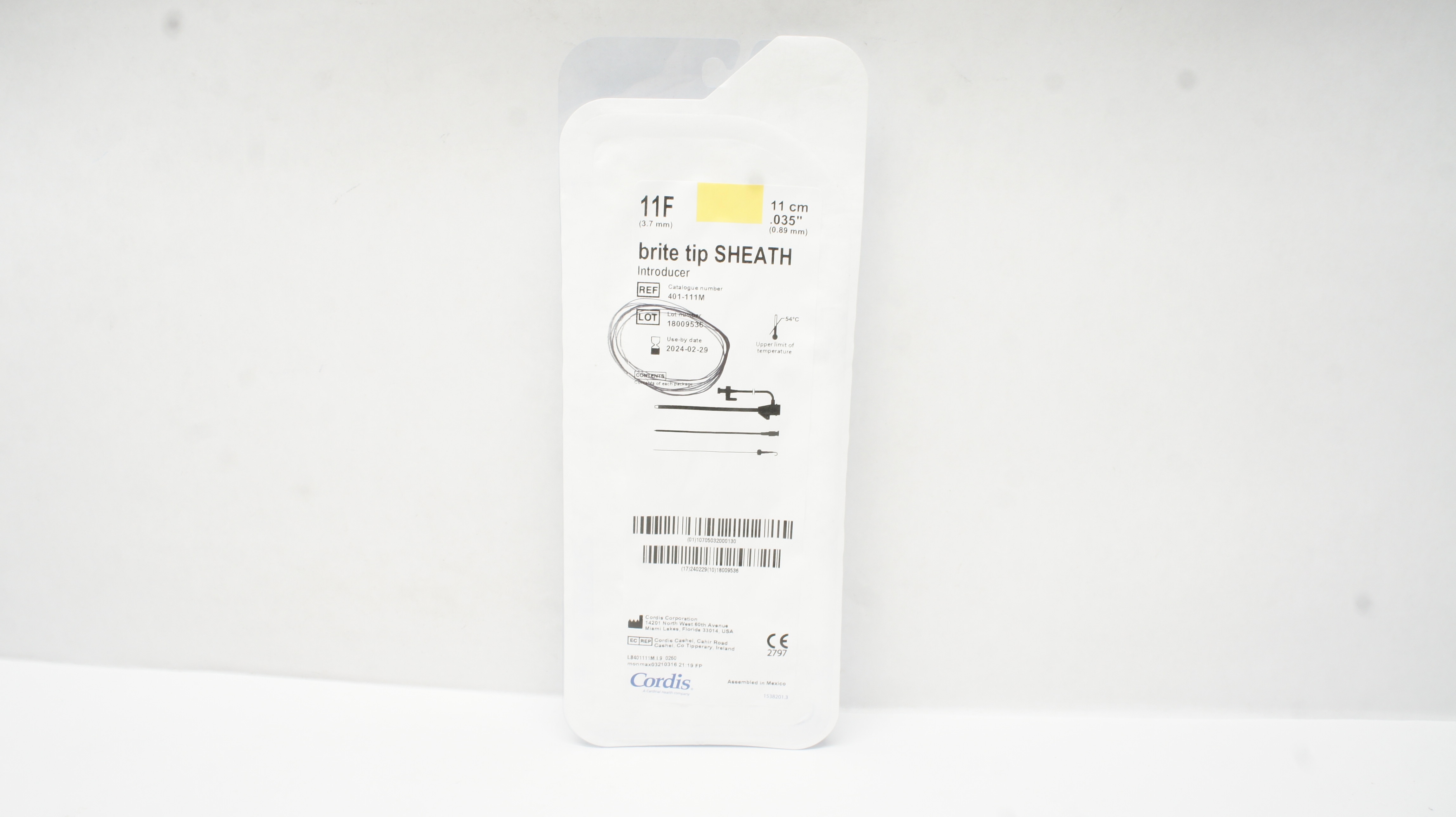 Cordis 401-111M Brite Tip Sheath Introducer 11F x .035inch (x)