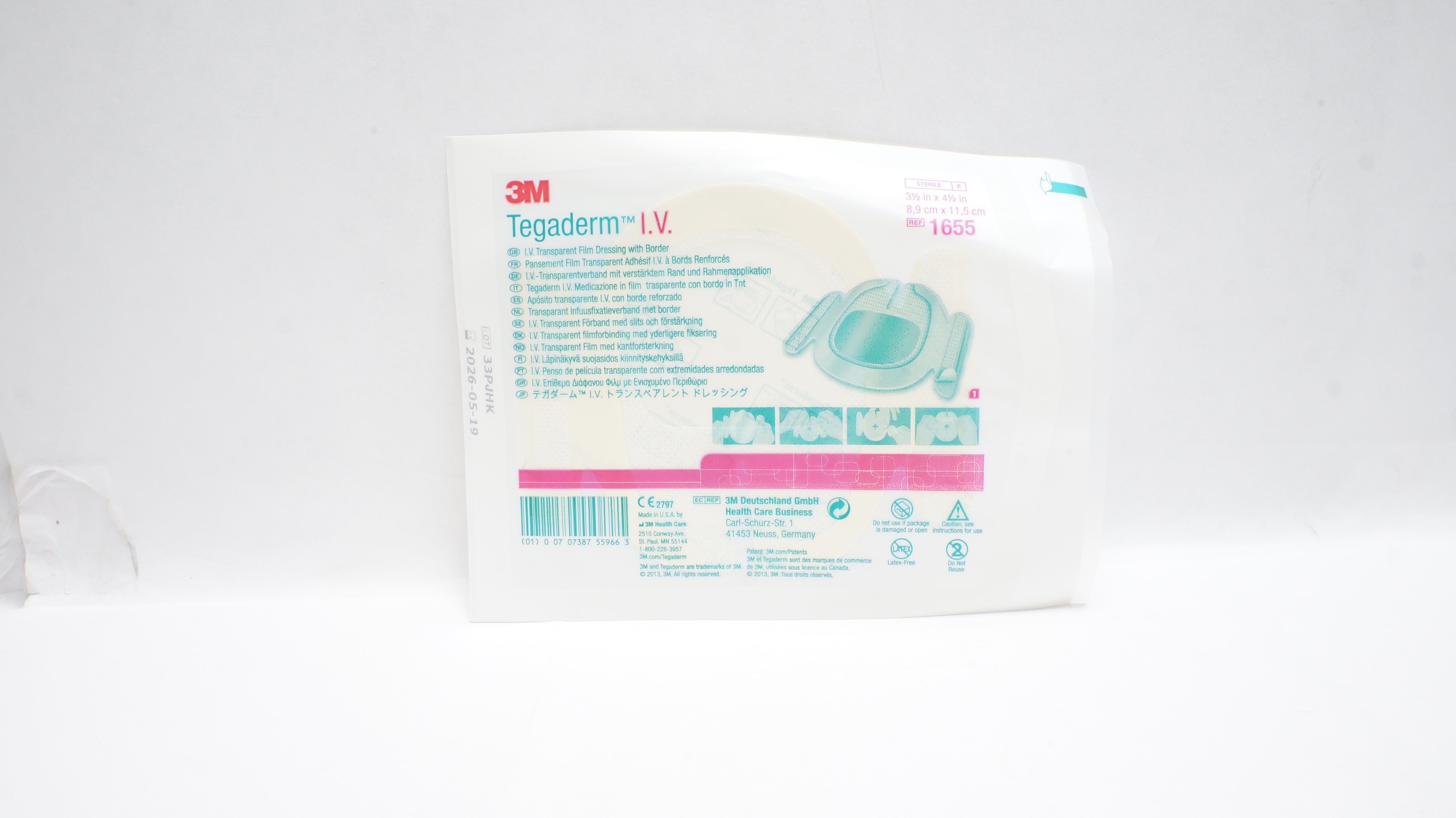 3M 1655 Tegaderm IV Transparent Film Dressing with Border 3-1/2 x 4-1/2inch