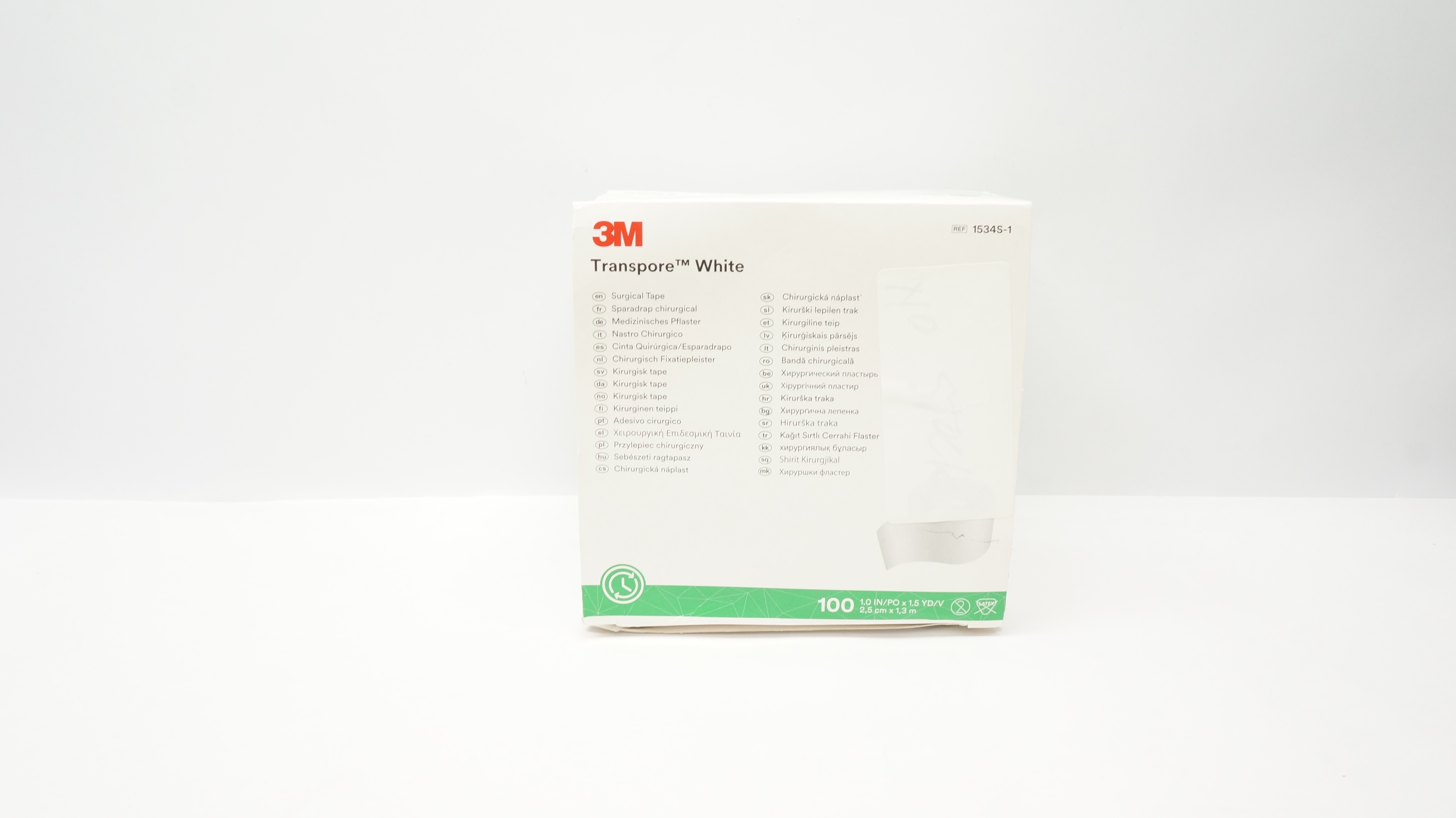 3M 1534S-1 Transpore White Surgical Tape  - Box of 97