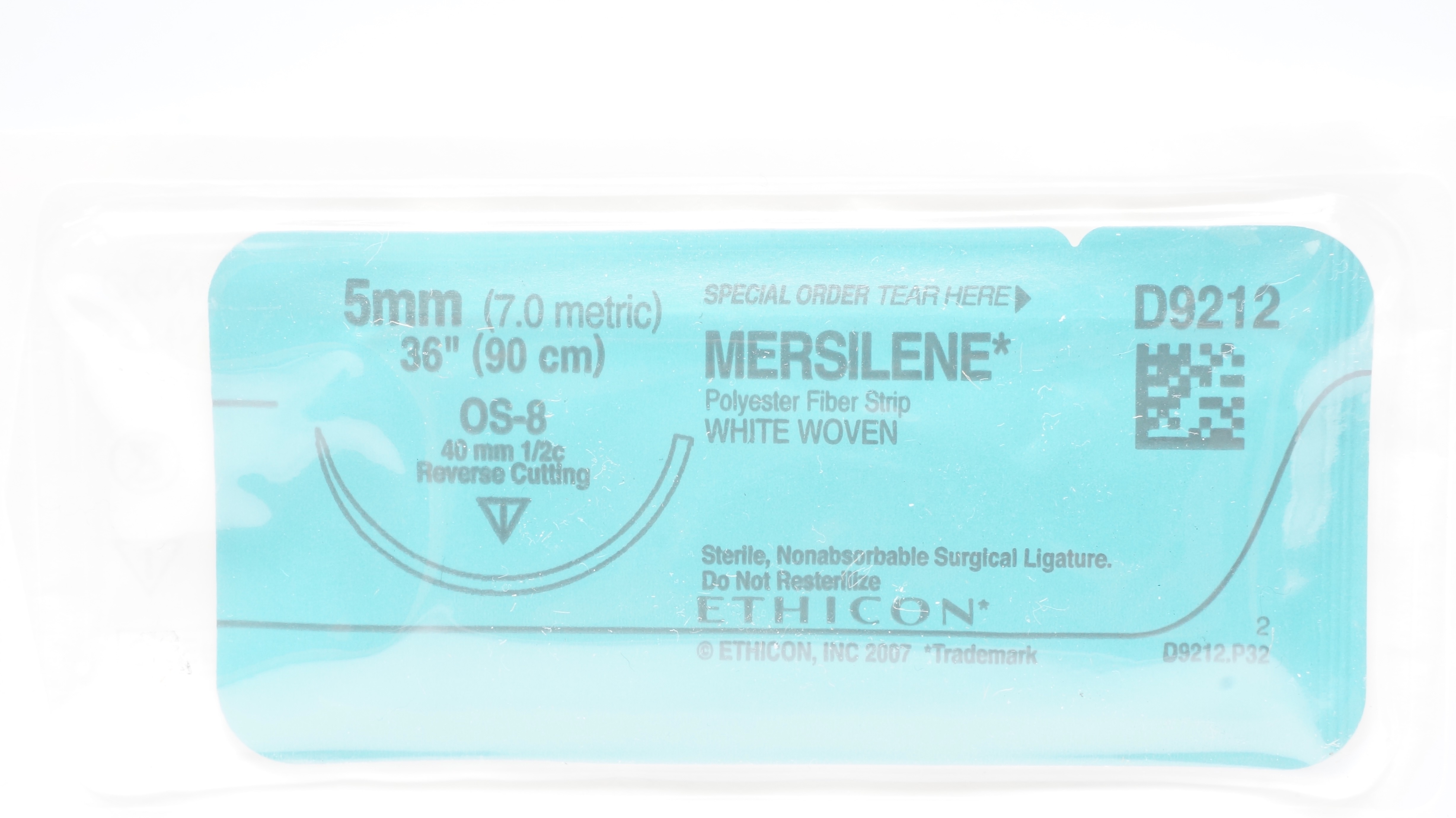 Ethicon D9212 5 MERSILENE White Woven OS-8 1/2c 40mm Reverse Cutting, 36inch (x)