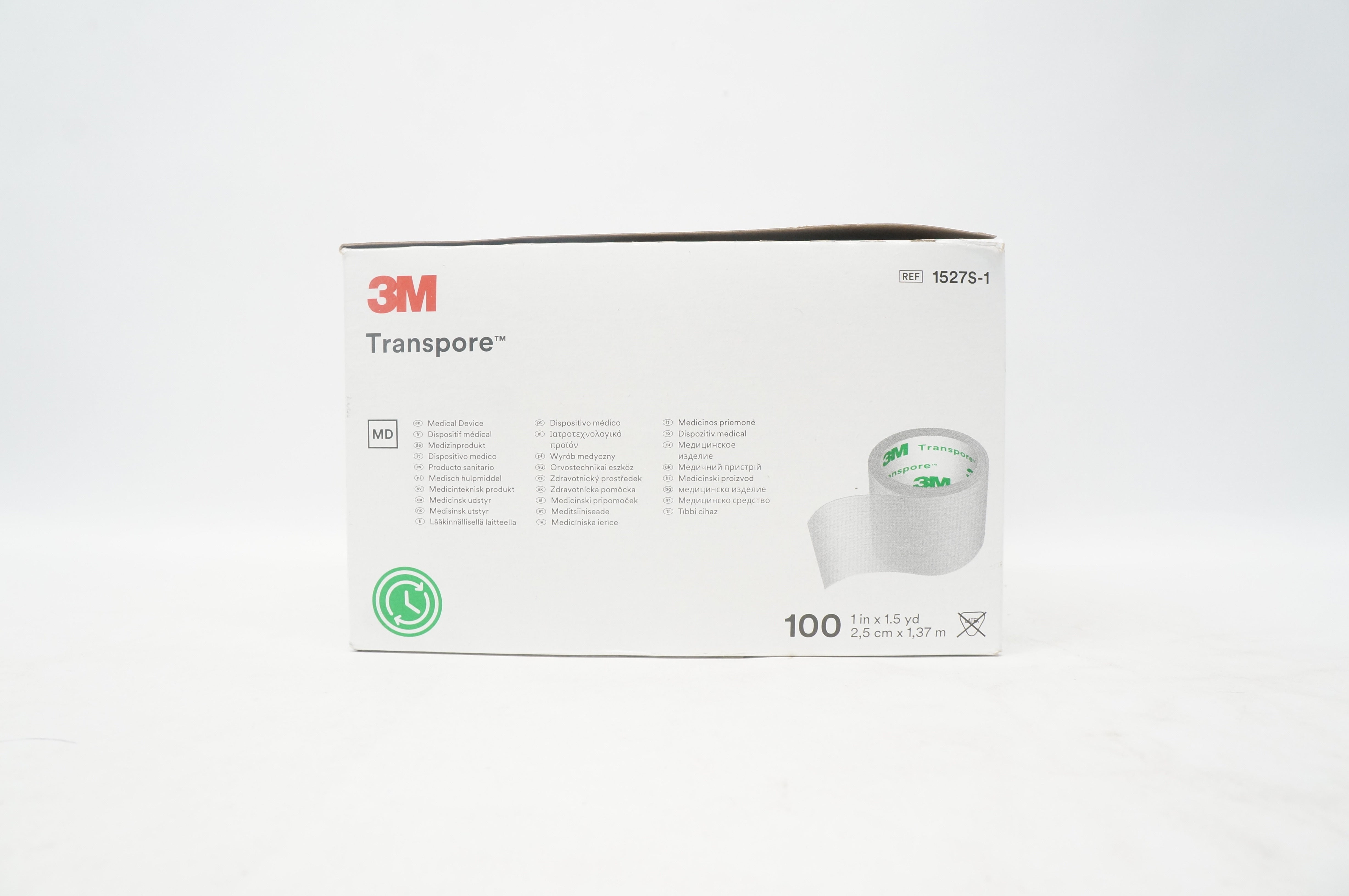 3M 1527S-1 Transpore Medical Device Surgical Tape 1inch x 1.5yd - Box of 100