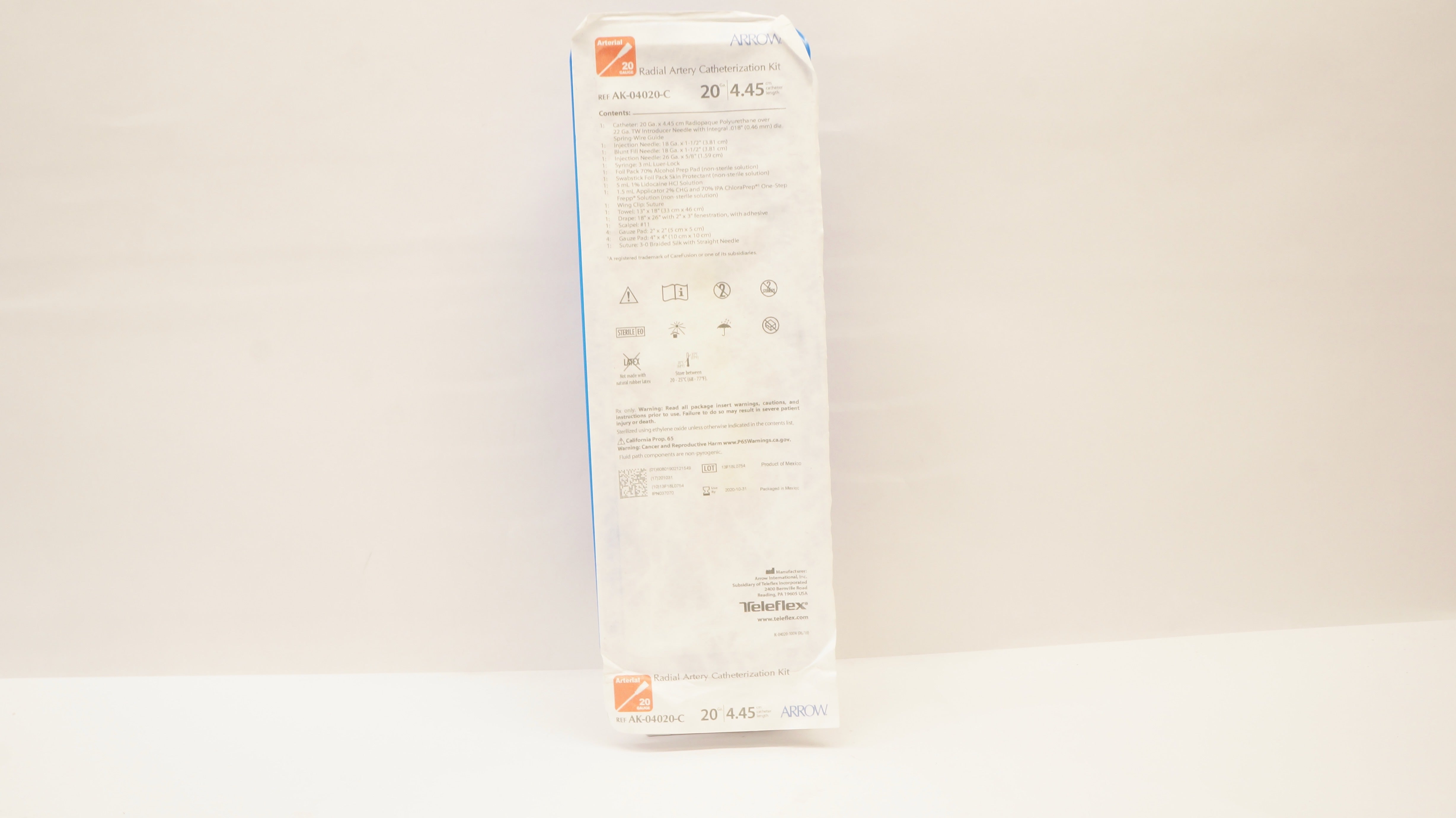 Arrow AK-04020-C Radial Artery Cath. Kit 20Ga x 4.45cm (x)