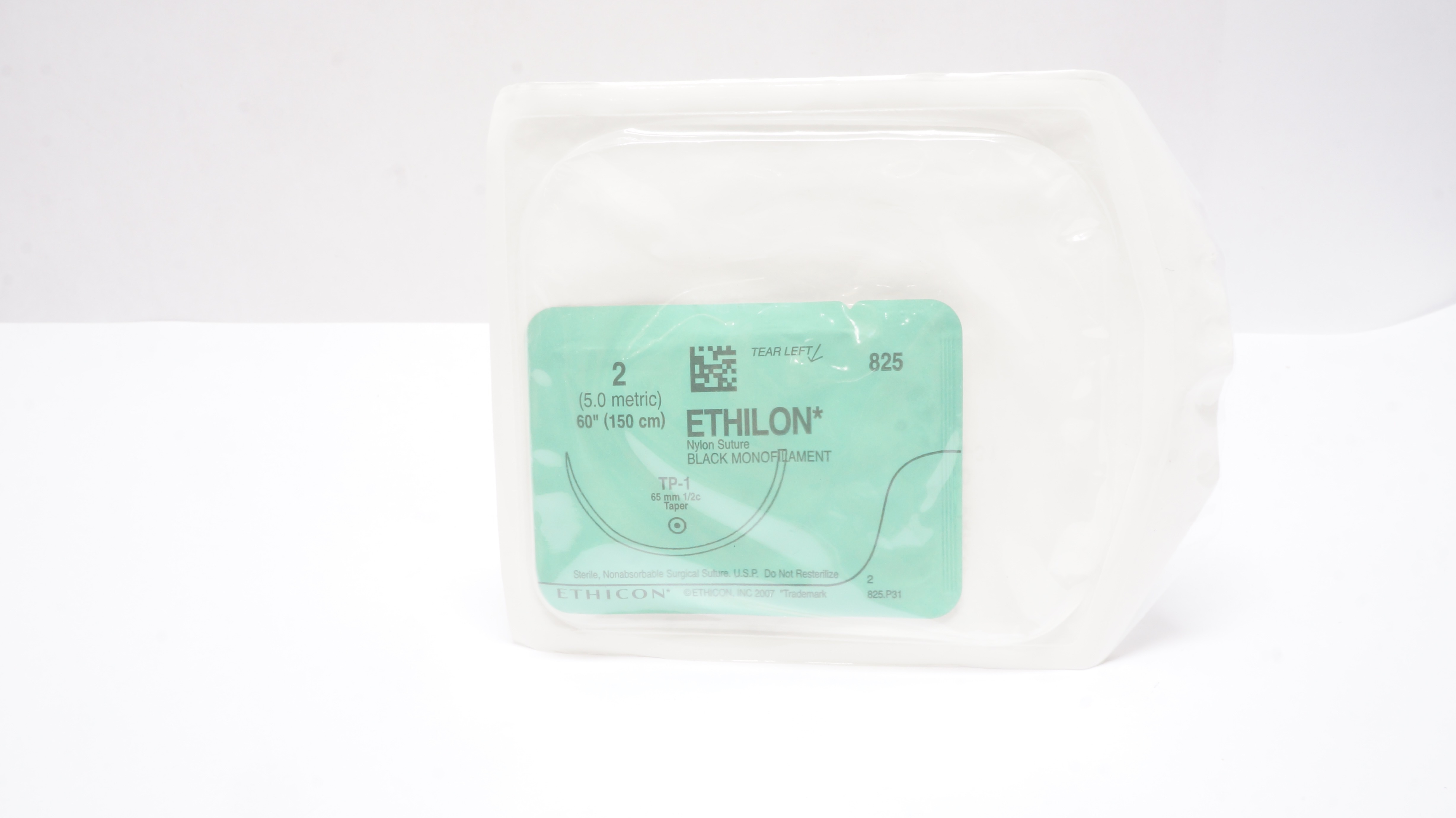 Ethicon 825 2 Ethilon Nylon Stre Black Monofilament TP-1 65mm 1/2c Taper 60in(x)