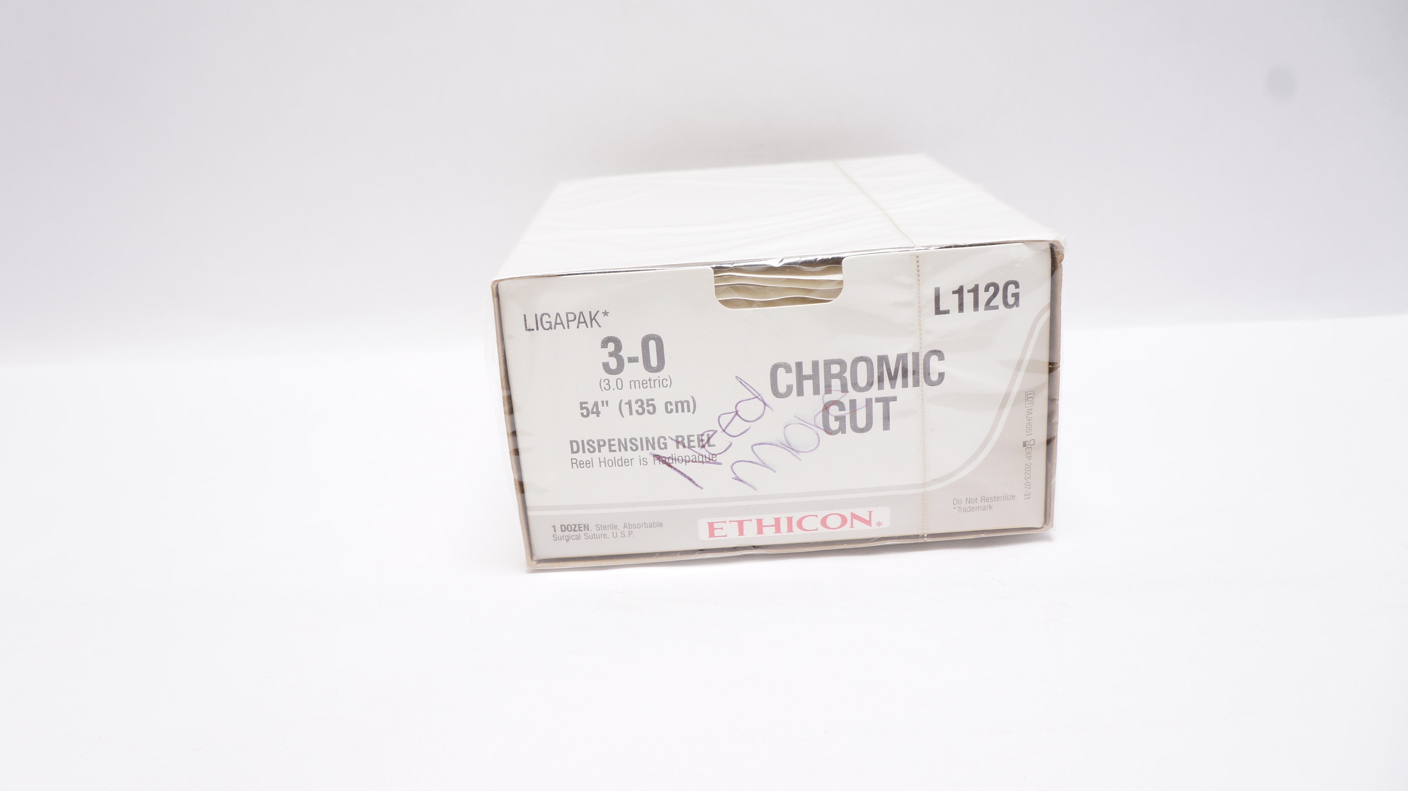 Ethicon L112G 3-0 Ligapak Chromic Gut Dispensing Reel 54inch - Box of 12 (x)