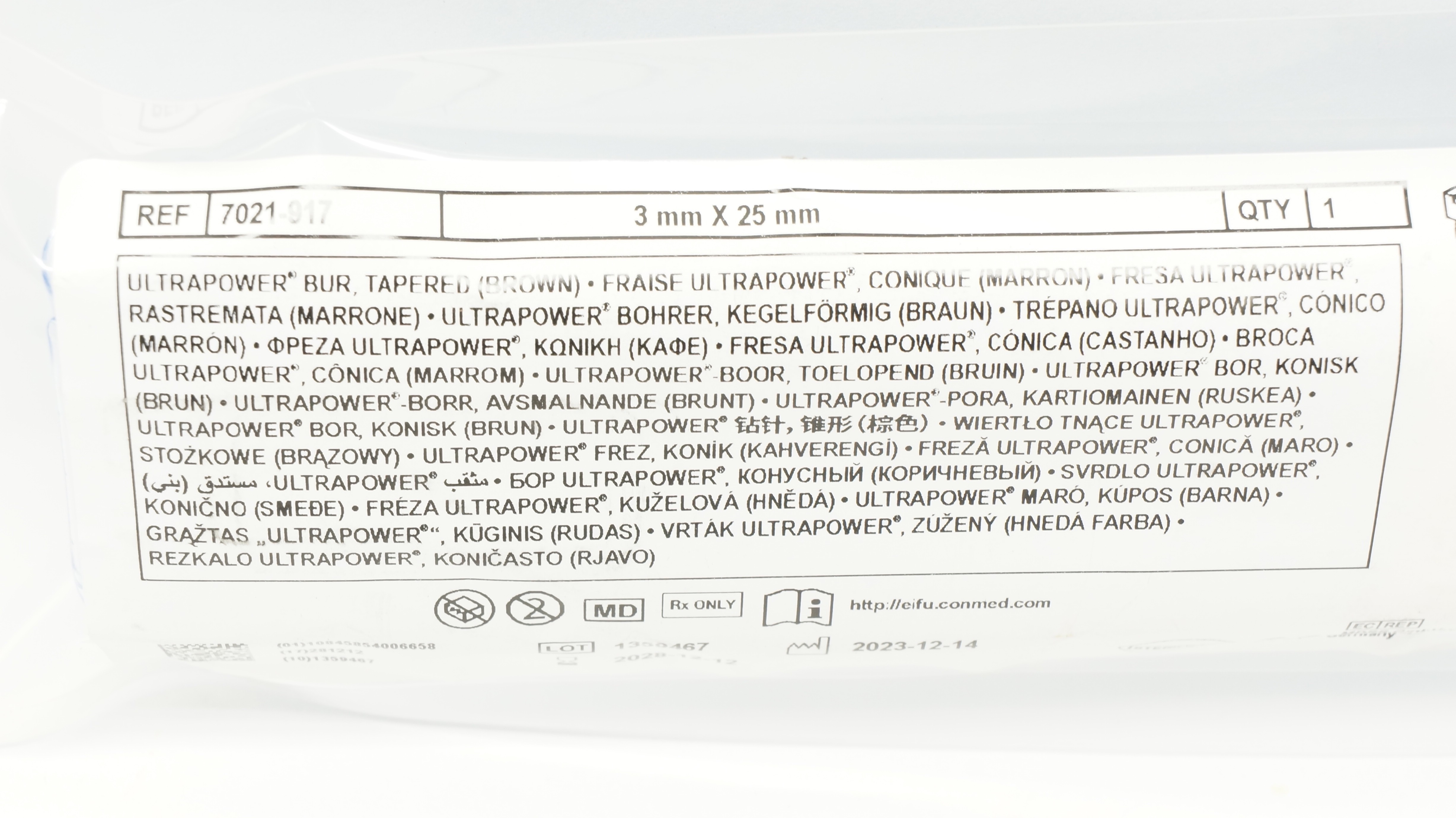 ConMed 7021-917 Ultrapower Bur, Tapered Brown 3mm x 25mm