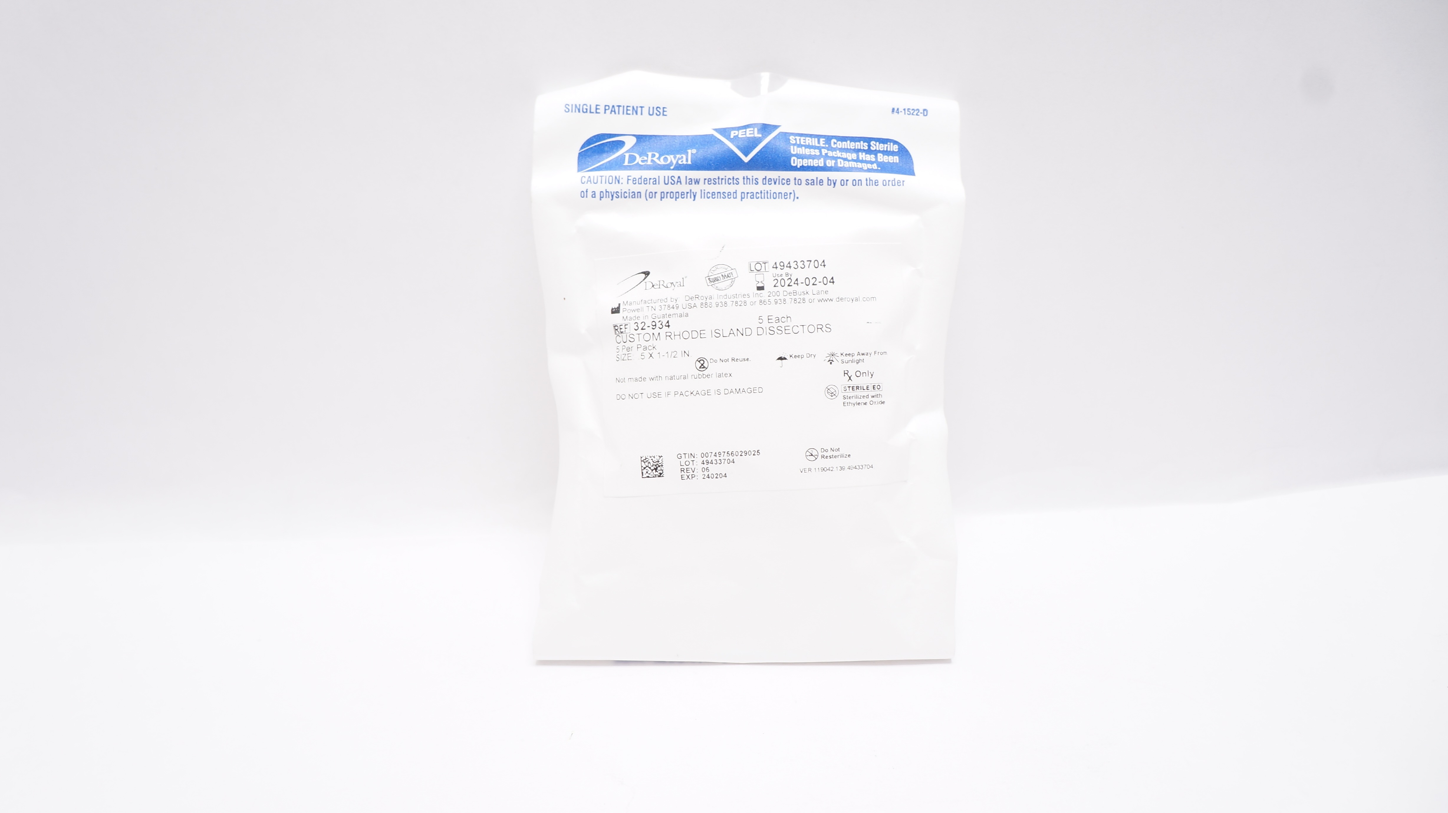 DeRoyal 32-934 Custom Rhode Island Dissectors Size 5 x 1-1/2inch (x) - Pack of 5