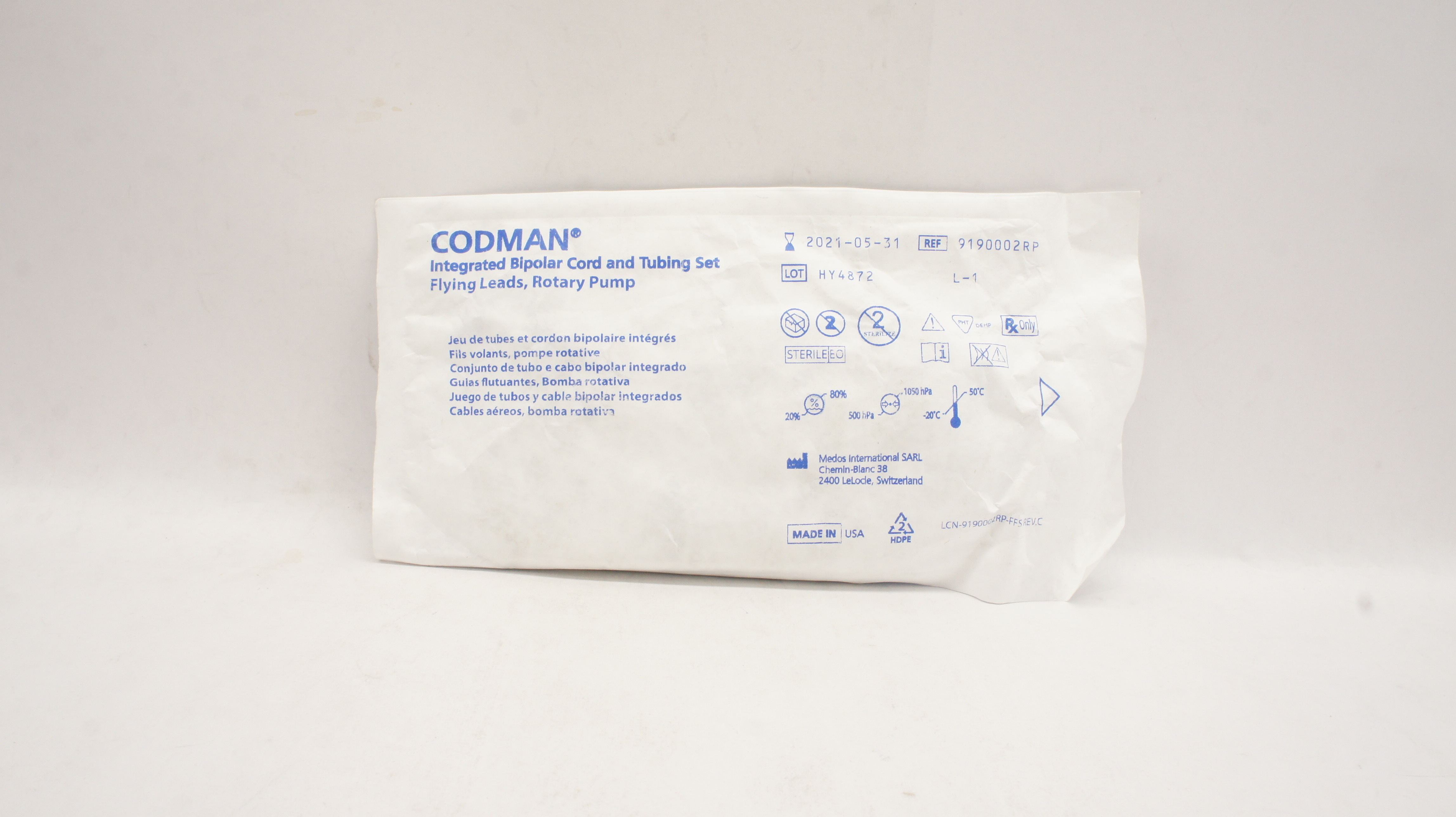 Medos 9190002RP CODMAN Integrated Bipolar Cord and Tubing Set (x)