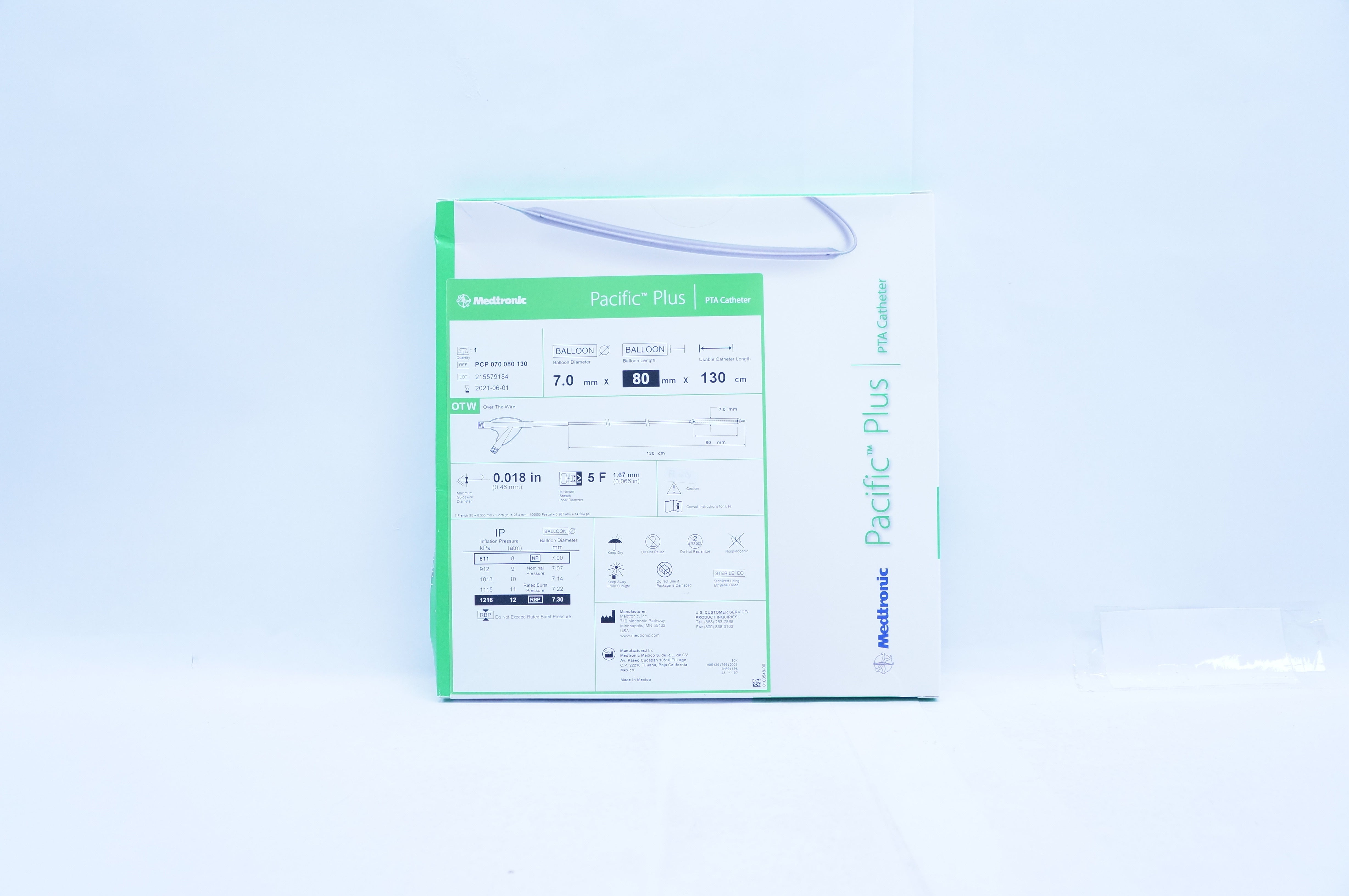 Medtronic PCP 070 080 130 Pacific Plus PTA Cath. 7 x 80mm x 130cm